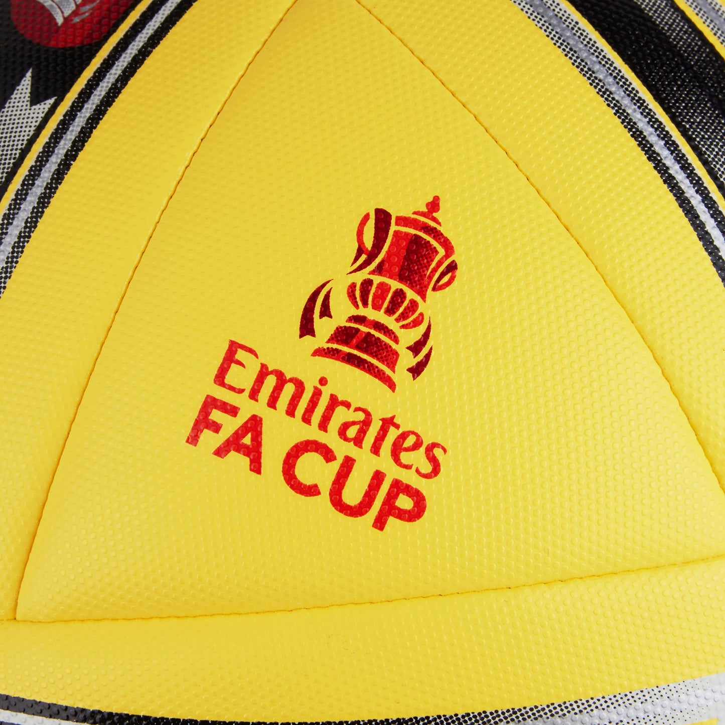 Mitre Match FA Cup soccer ball 22/23, yellow/black/red, size 30.