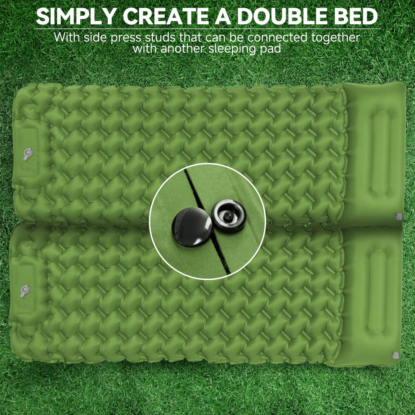 Self-inflating sleeping pad camping air mattress 200 * 68CM Ultra-light camping mat with pillow Portable air cell mat Waterproof sleeping mat for outdoor, hiking, tent, beach
