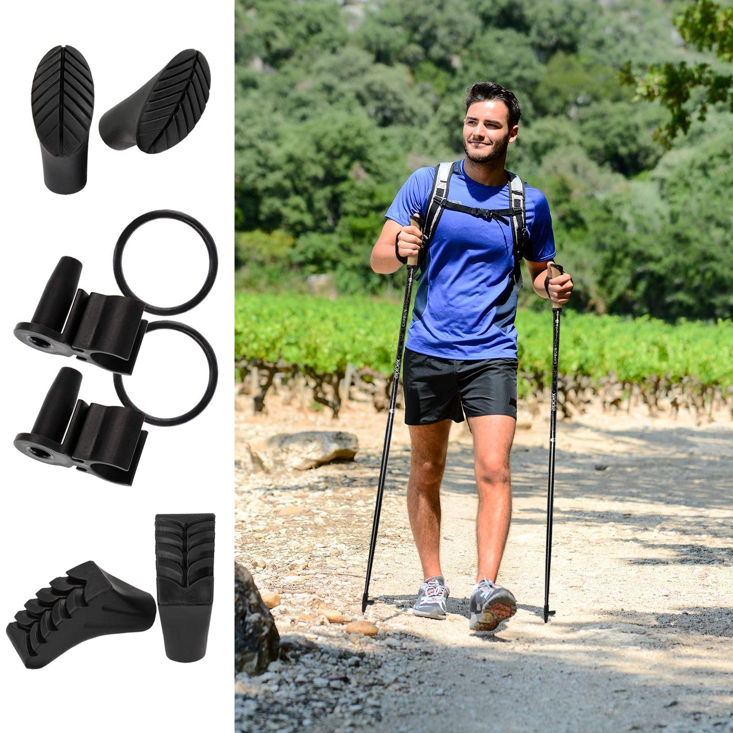 ALPIDEX Super Lightweight Carbon Nordic Walking Pole - very light walking poles, Length: 120 cm