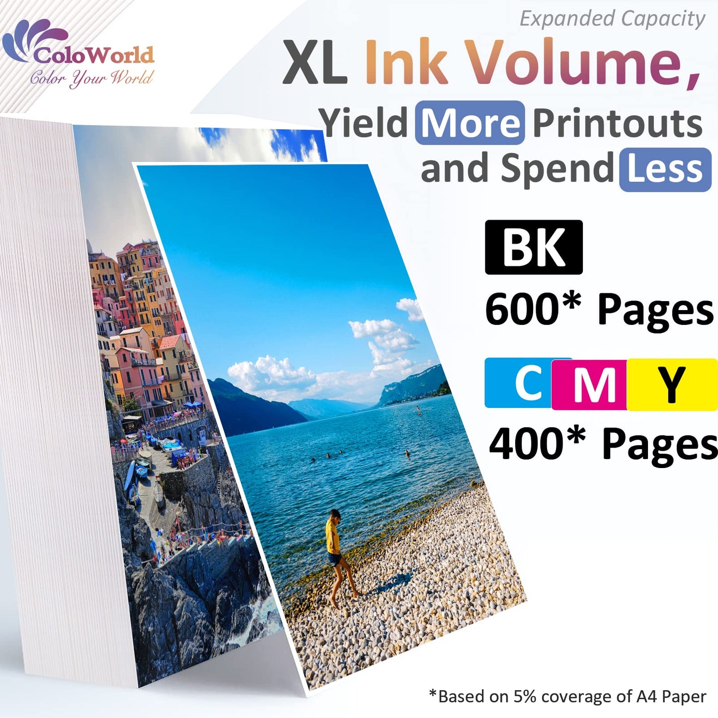 540 541 XL printer cartridges, ColoWorld PG-540XL CL-541XL multipack cartridges for Canon printers. Compatible with Canon Pixma MG3650S TS5150 TS5151 TS5100 MG3600 MG3650 MG4250 printers (Black Color).