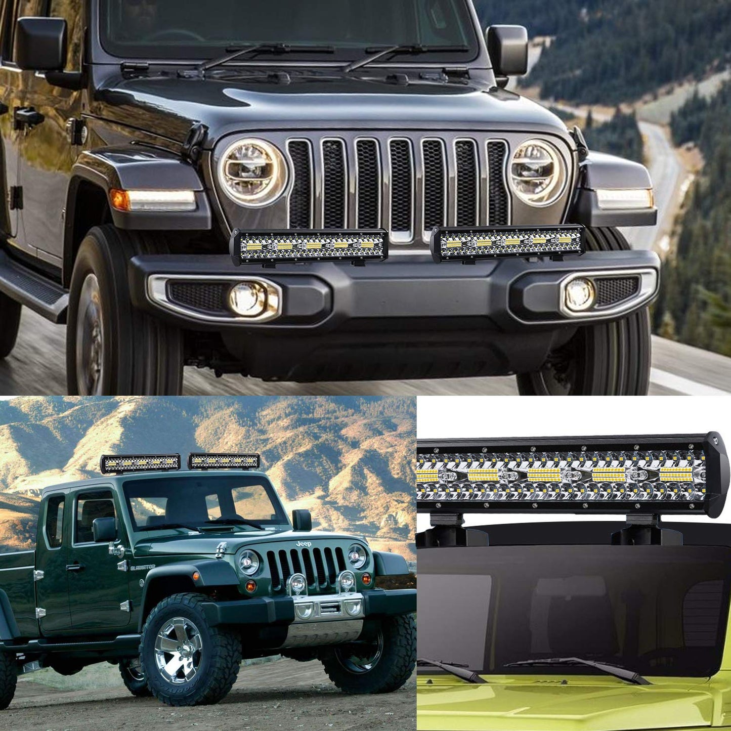 Kraumi LED auxiliary lights, 15 inch 320W Cree LED work lights 32,000lm LED headlights 12V car headlights Offroad floodlight Waterproof IP68 work light.