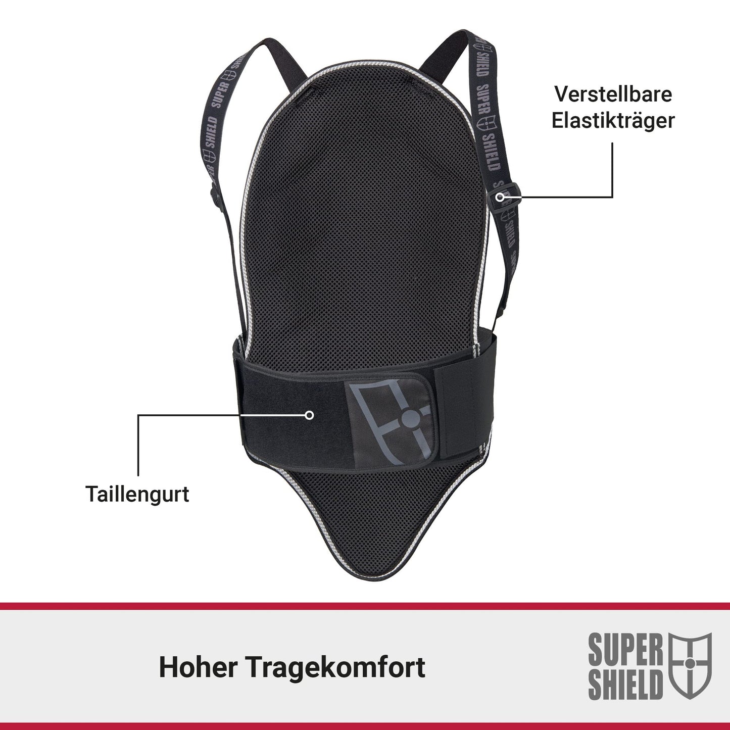 Super Shield 834 back protector for motorcycles, EN certified - Level 2, strap-on back protection, non-slip, lightweight, back protector for ski women, back protector for snowboard men, S
