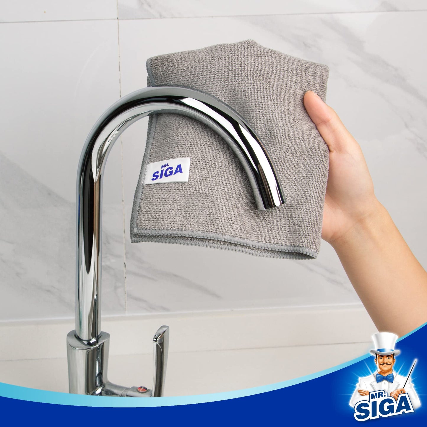 MR.SIGA Microfiber Cleaning Cloth, All-Purpose Microfiber Towels, Streak-Free Cleaning Cloths, 12 Pack, Gray, Size 32 x 32 cm