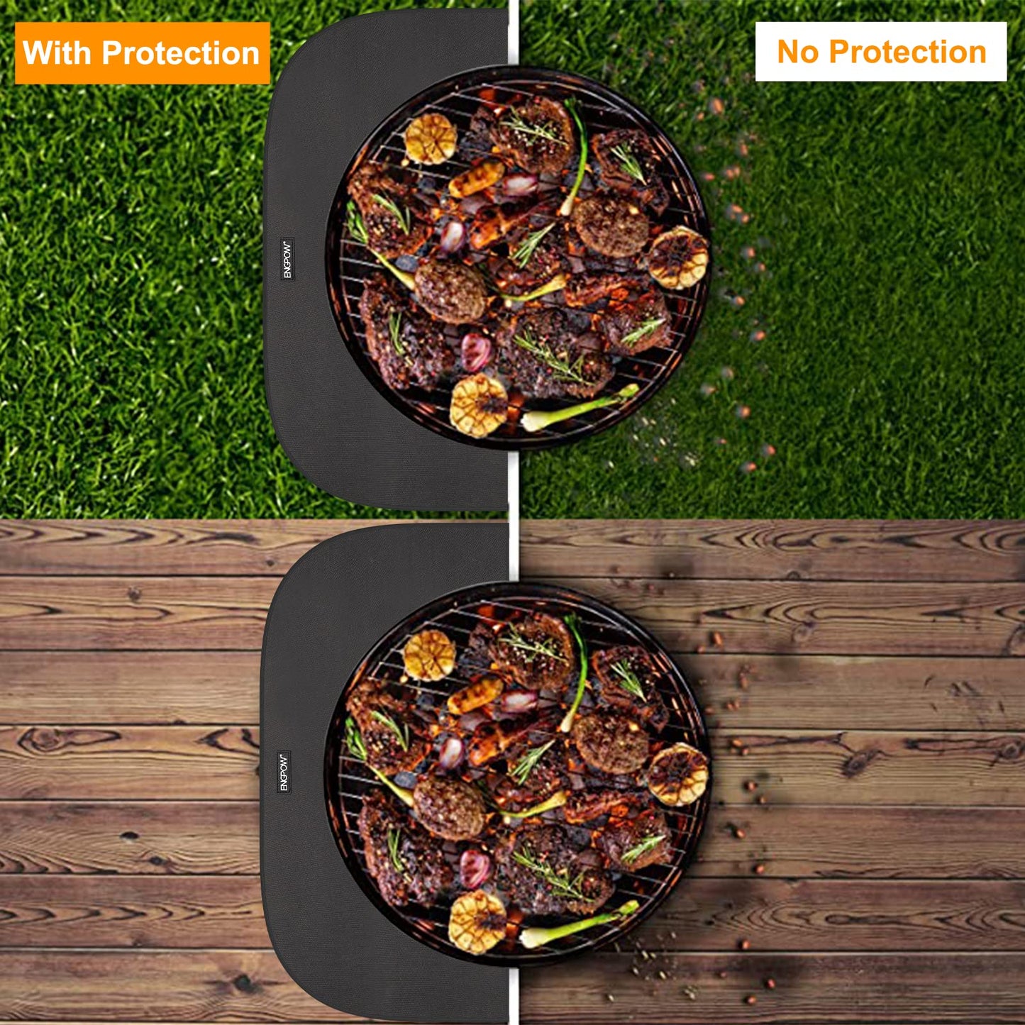 Fireproof Hearth Mat 100 x 50CM Half Round Spark Protection Plate Stove Area Fireplace Mat for Wood Stove Flame-retardant Carpets Stove Underlay Protective Mat for Fireplaces in Stove, Heaters