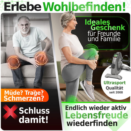 Ultrasport Mini-Bike pedal trainer for home I arm and leg trainer while sitting I extra quiet and gentle on joints I desk bike, desk bicycle, table bike for seniors.