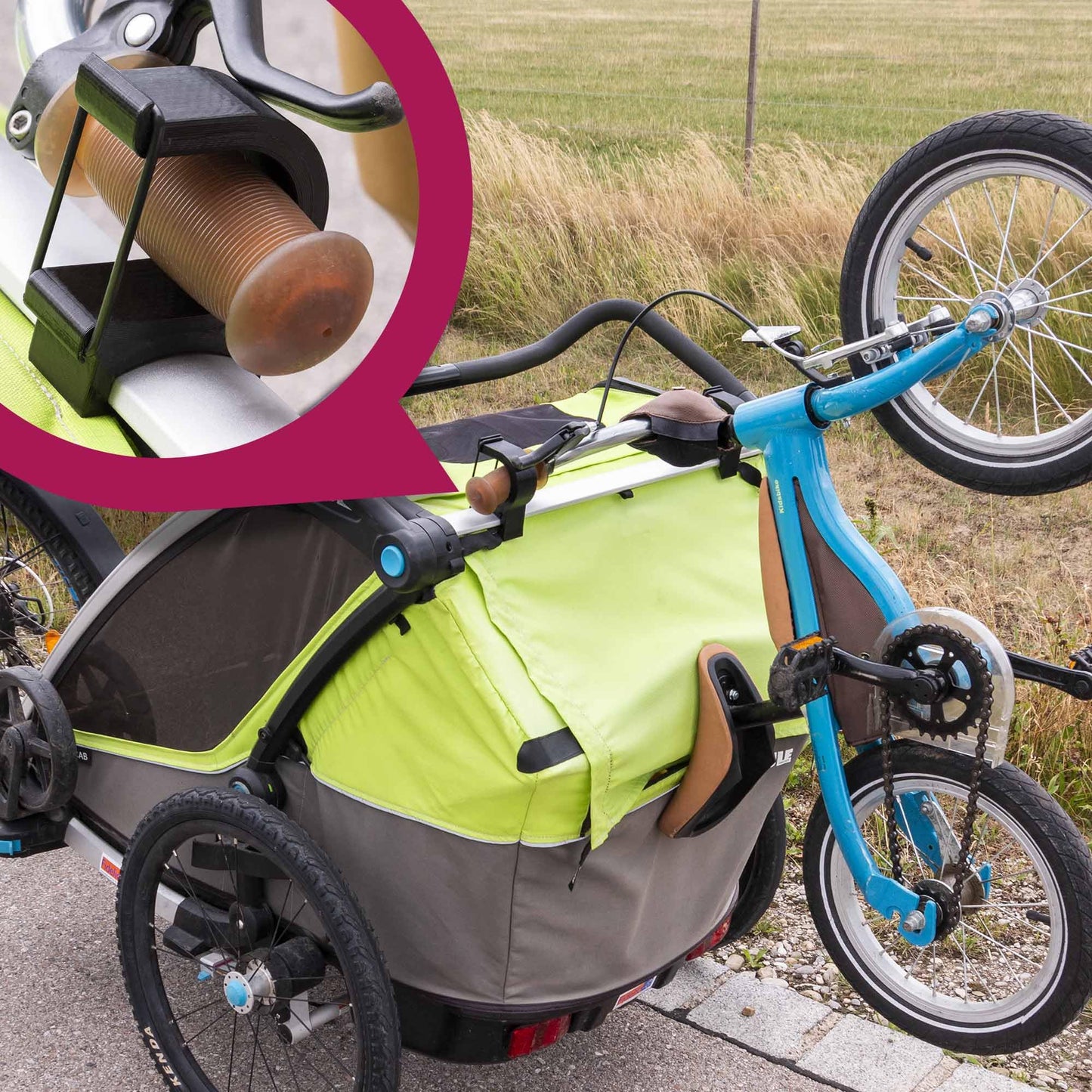 Mobilefox Universal Bike Wheel Mount Holder Adapter compatible with Thule Chariot Trailer.
