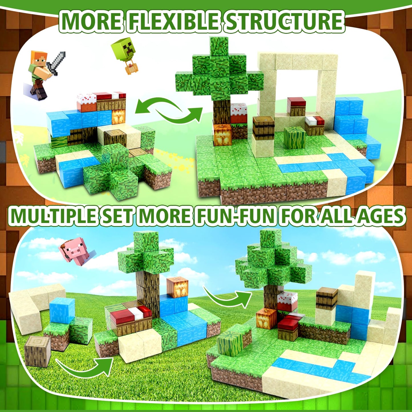 Magnetic Building Blocks - Build My Magnetic World Set, 2.5CM/ piece Magnetic Building Blocks, Magnetic Toy for Boys and Girls, Montessori Toy for 3+ Year Olds, Gift for Kids