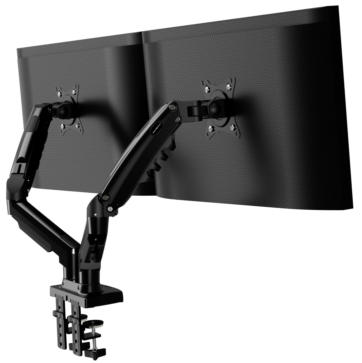 Invision Monitor Mount 2 Monitors for 19-32 inch screens - VESA 75 & 100 mm Desk Clamp - Height Adjustable Tilt Swivel and Rotate - Increased load capacity of 2-9 kg (MX400)