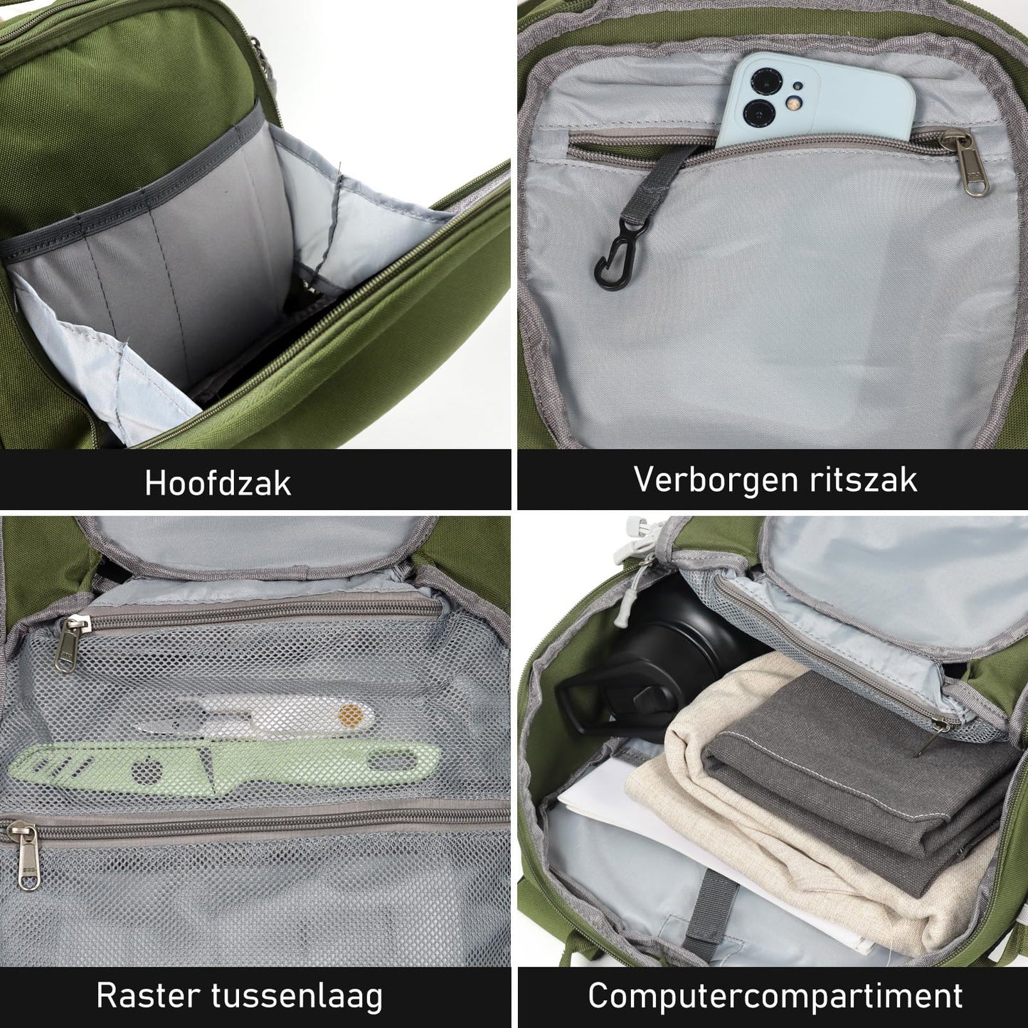 TANTOMI hiking backpack for men made of nylon with good ventilation. Large capacity, suitable for camping and hiking. 52x29x17cm, 851g.