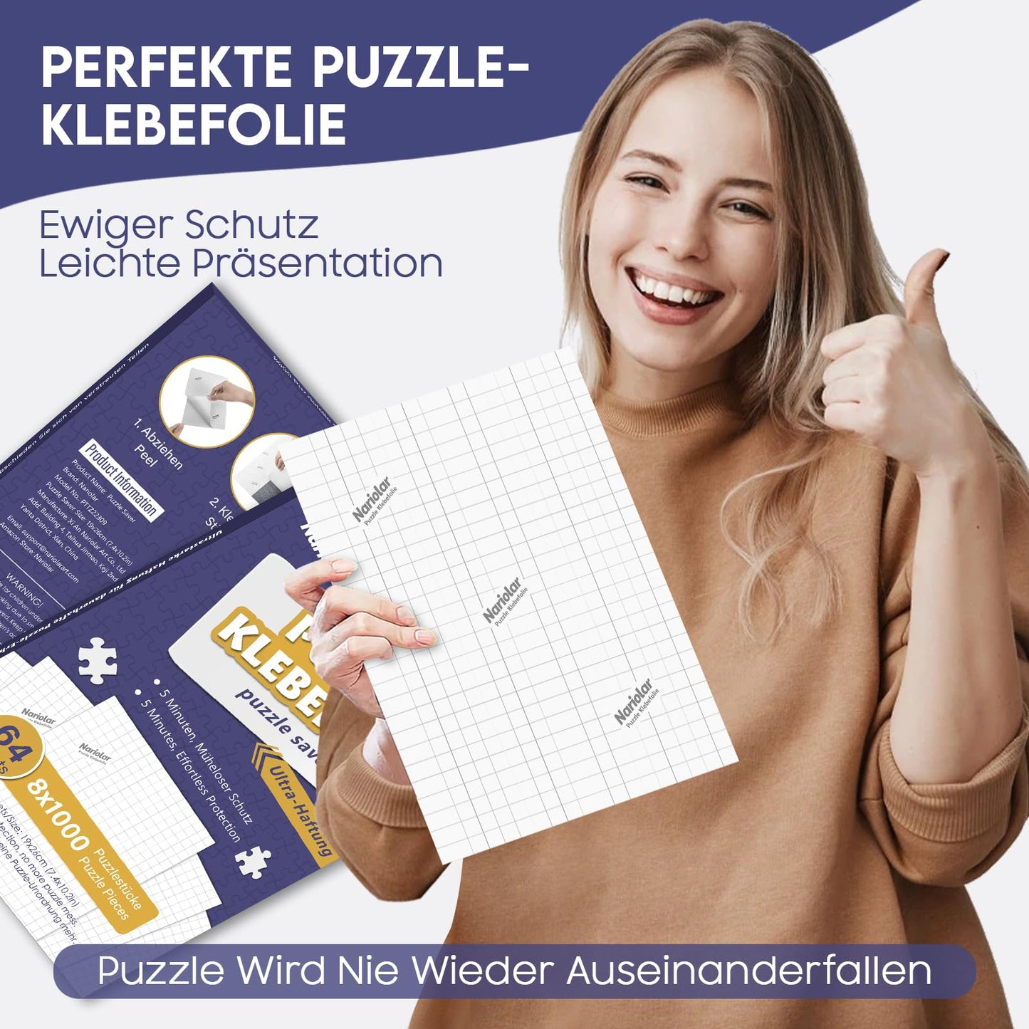 Nariolar Ultra Adhesive Puzzle Sticker, 64 super puzzle adhesive to preserve 8 x 1000 piece puzzles and protect the puzzles in just a few minutes.