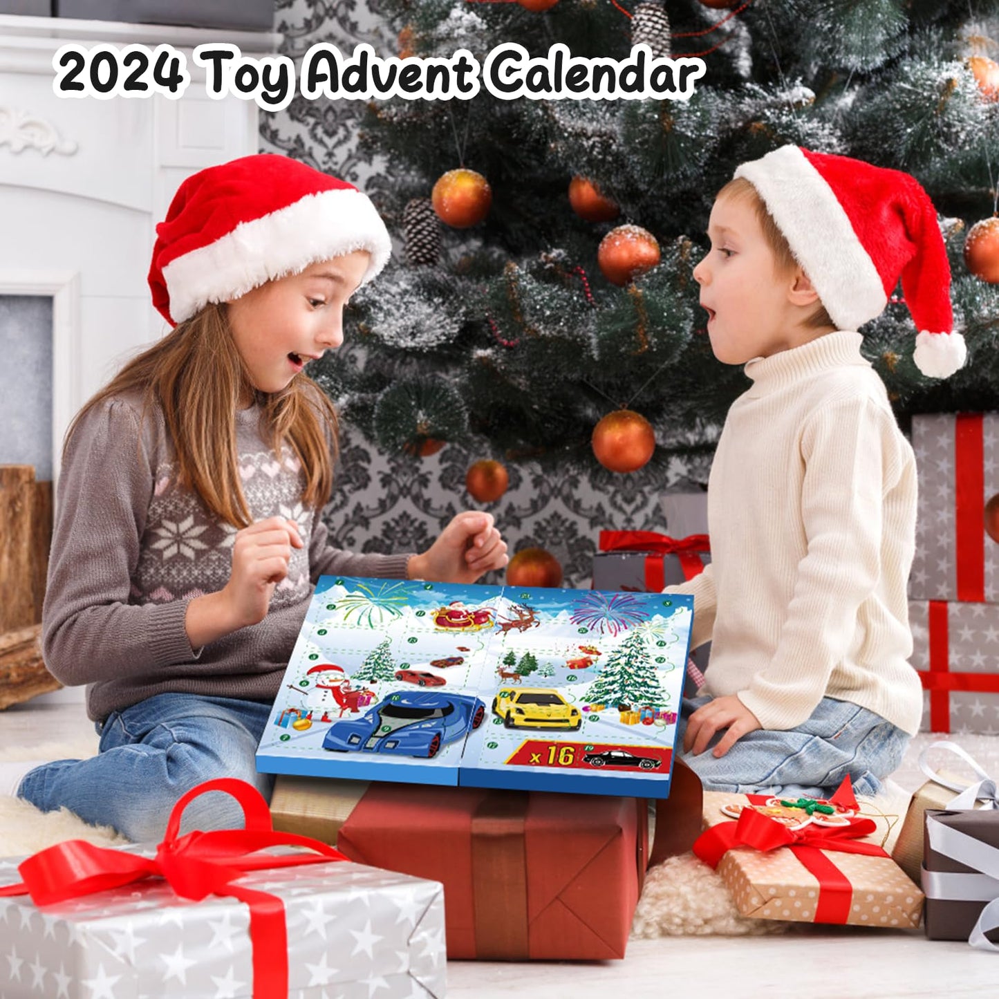 Cars Toy Advent Calendar for Kids 2024, Sports Car Racing Toy, 24 days Christmas Countdown Gift for 3-12 years old Boys Girls