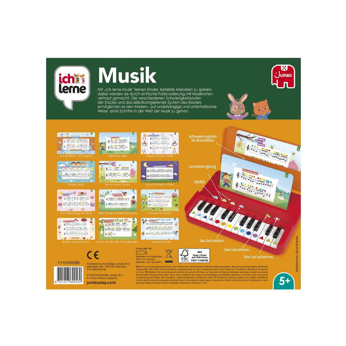 I am learning music - Music learning games for children - Learn notes and record melodies - Includes 12 sheets with popular children's songs & handy carrying case - For children ages 5 and up.