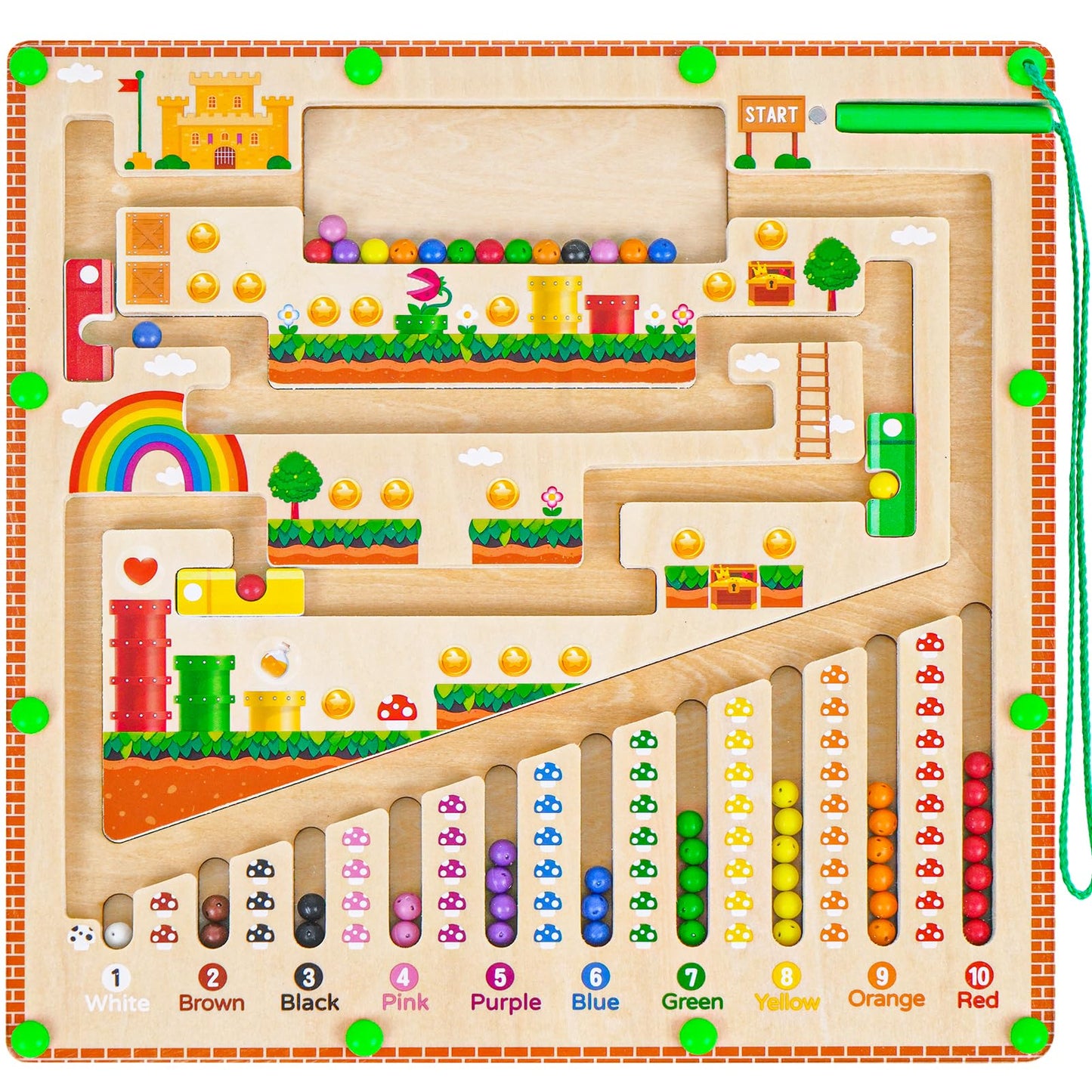 Montessori magnetic toy labyrinth for 2, 3, 4, 5, 6-year-olds. Magnetic motor skills toy for kids, wooden gift for 2, 3, 4-year-old boys and girls.