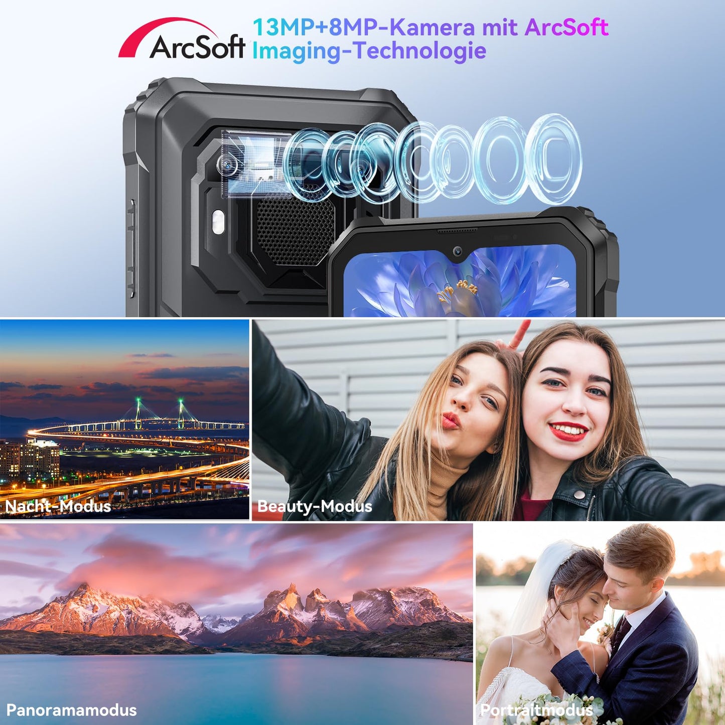 Blackview BV6200 Pro 13000mAh rugged phone without contract Android 14.18GB+128GB Waterproof outdoor smartphone with 98dB speaker, Helio P35 2.3Ghz, 6.56" HD+ display, dual 4G/OTG/GPS/13MP/NFC.