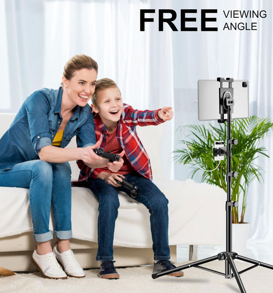 Tablet Stand Tripod, Adjustable Height Stand for iPad with 2 Holders for iPad Pro 12.9/11/10.5/9.7, iPad Air, iPad Mini 6/5/4/3/2, Tab, Switch, all 4.7-13 inch tablets and smartphones.