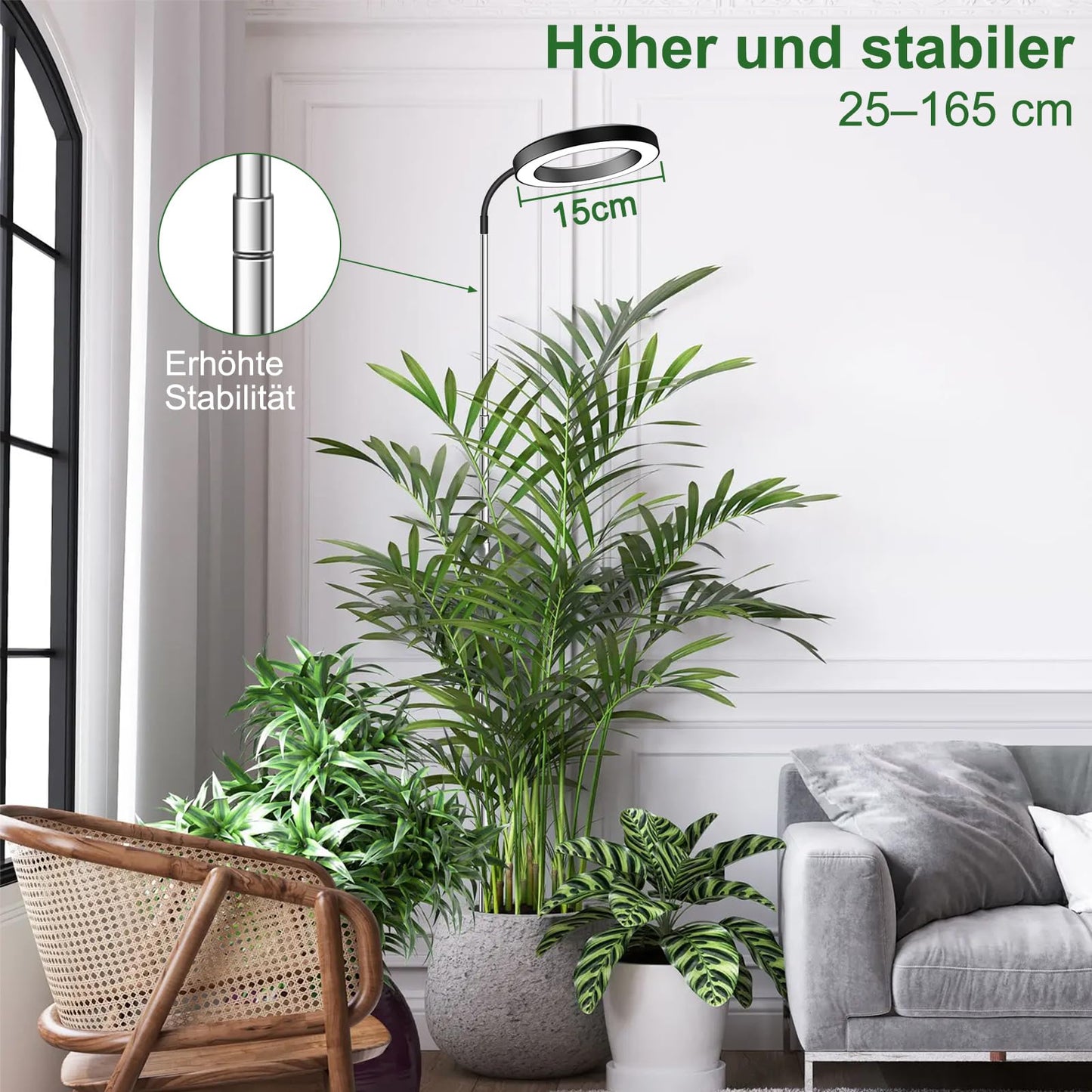 Wolezek LED Full Spectrum Plant Lamp, 80 LEDs 6500K Grow Light, 160cm Large Grow Lamp, 3 Colors Plant Light with 360° Swivel Neck, 6/12/16H Timer, 5 Brightness (Black 2 Pack)