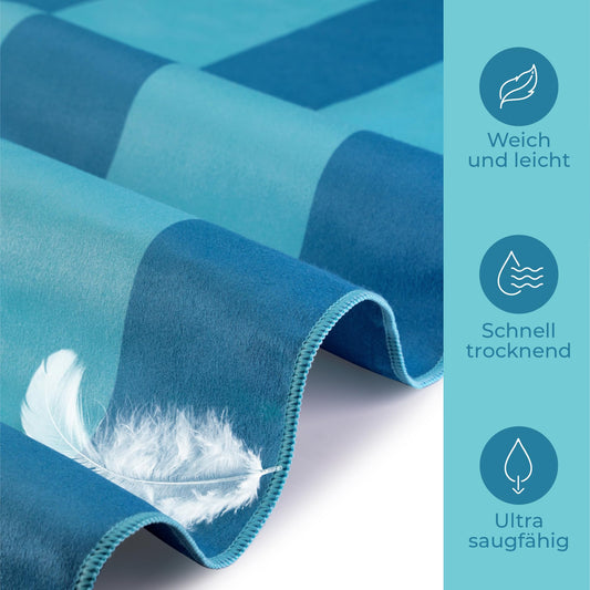 ZENACROSS - Beach towel 90x180cm - Large Microfiber Towel - Quick-drying - Sand-free Microfiber Bath Towel - Lightweight and Compact Beach Towel - Turquoise & Blue