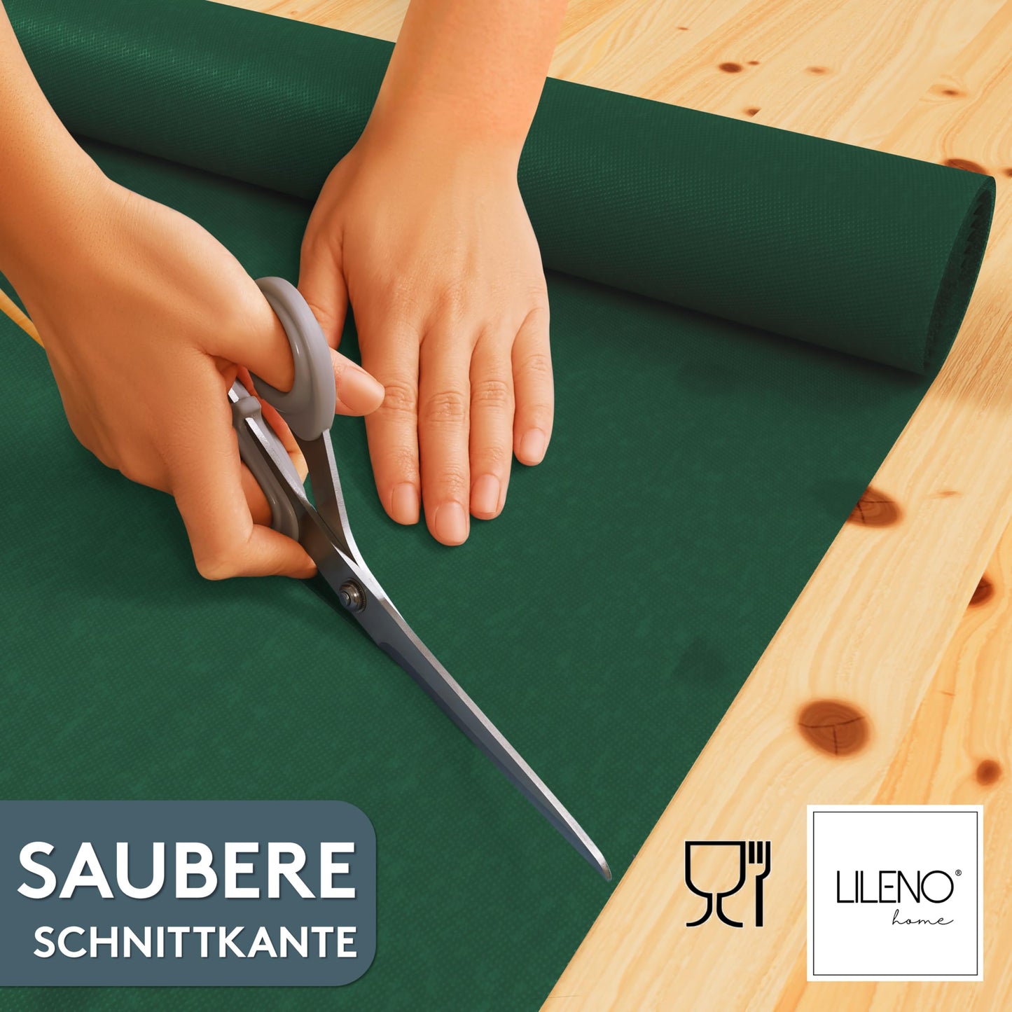 LILENO HOME tablecloth roll 1.10 x 25 m - Green non-woven tablecloth - Fabric-like, washable tablecloth on a roll, tablecloth roll by the meter - Disposable paper tablecloth roll alternative