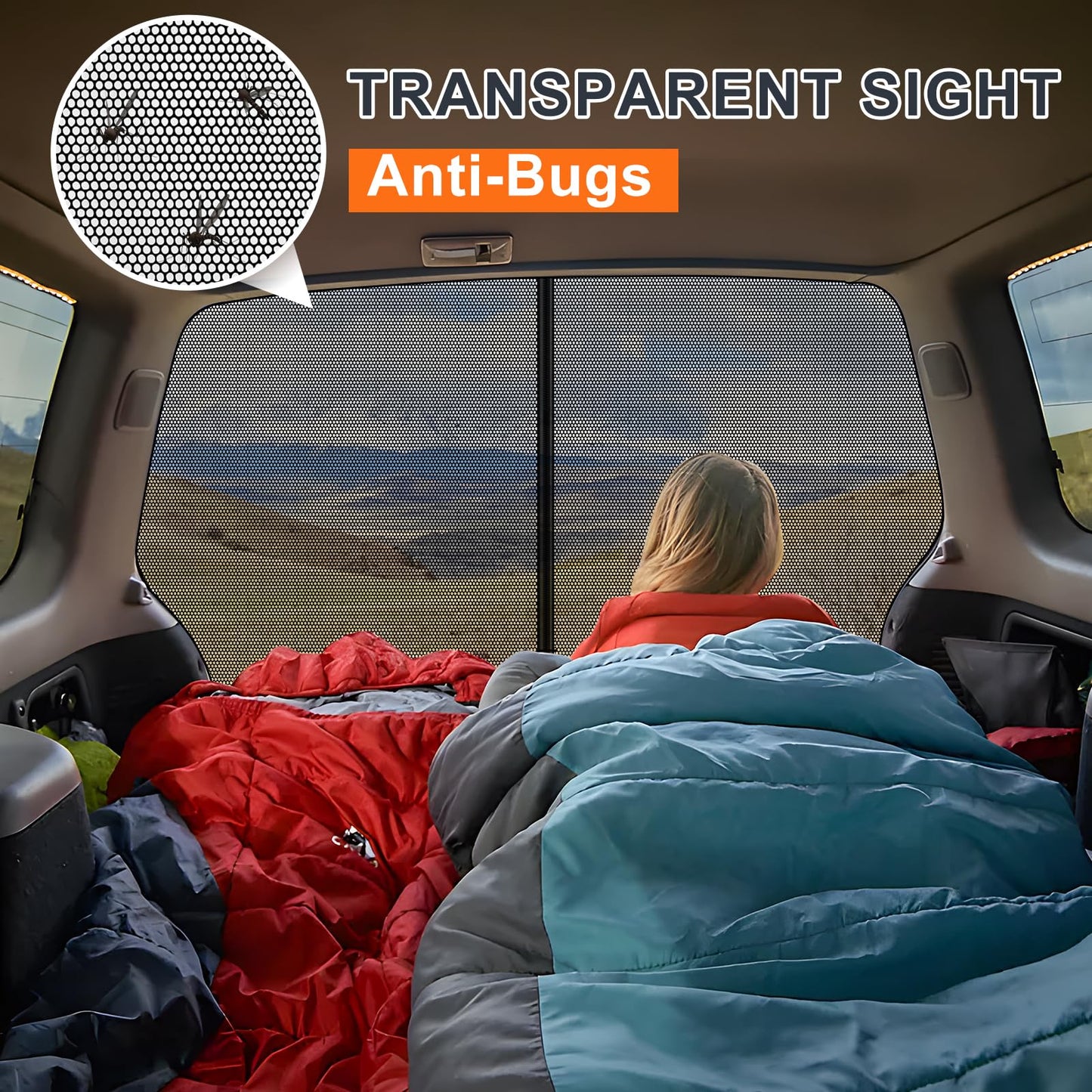 ZATOOTO car sunshade for VW T5 T6, trunk cover with triple zipper, magnetic divider curtain shade net mosquito net for camping travel.