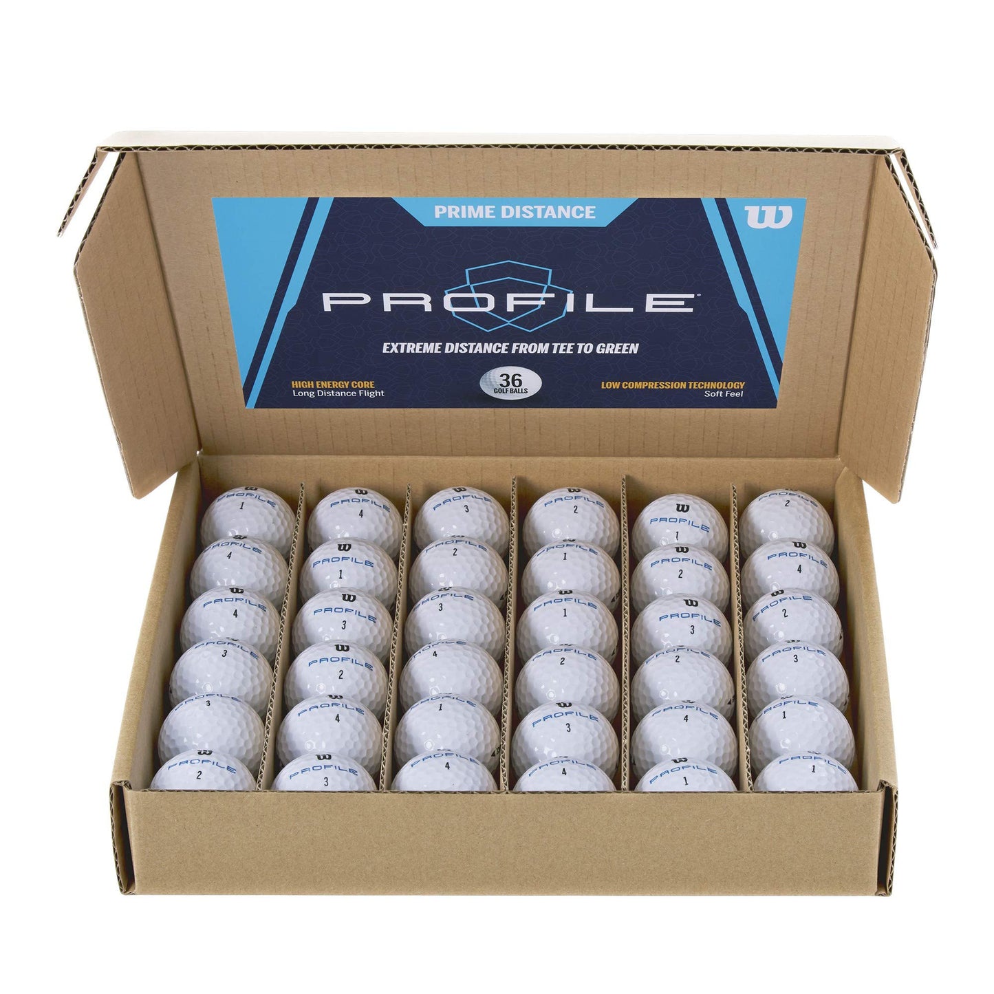 Wilson Golf Balls - Amazon Exclusive - Prime Distance Profile, 36-Pack, White, WGWR76000