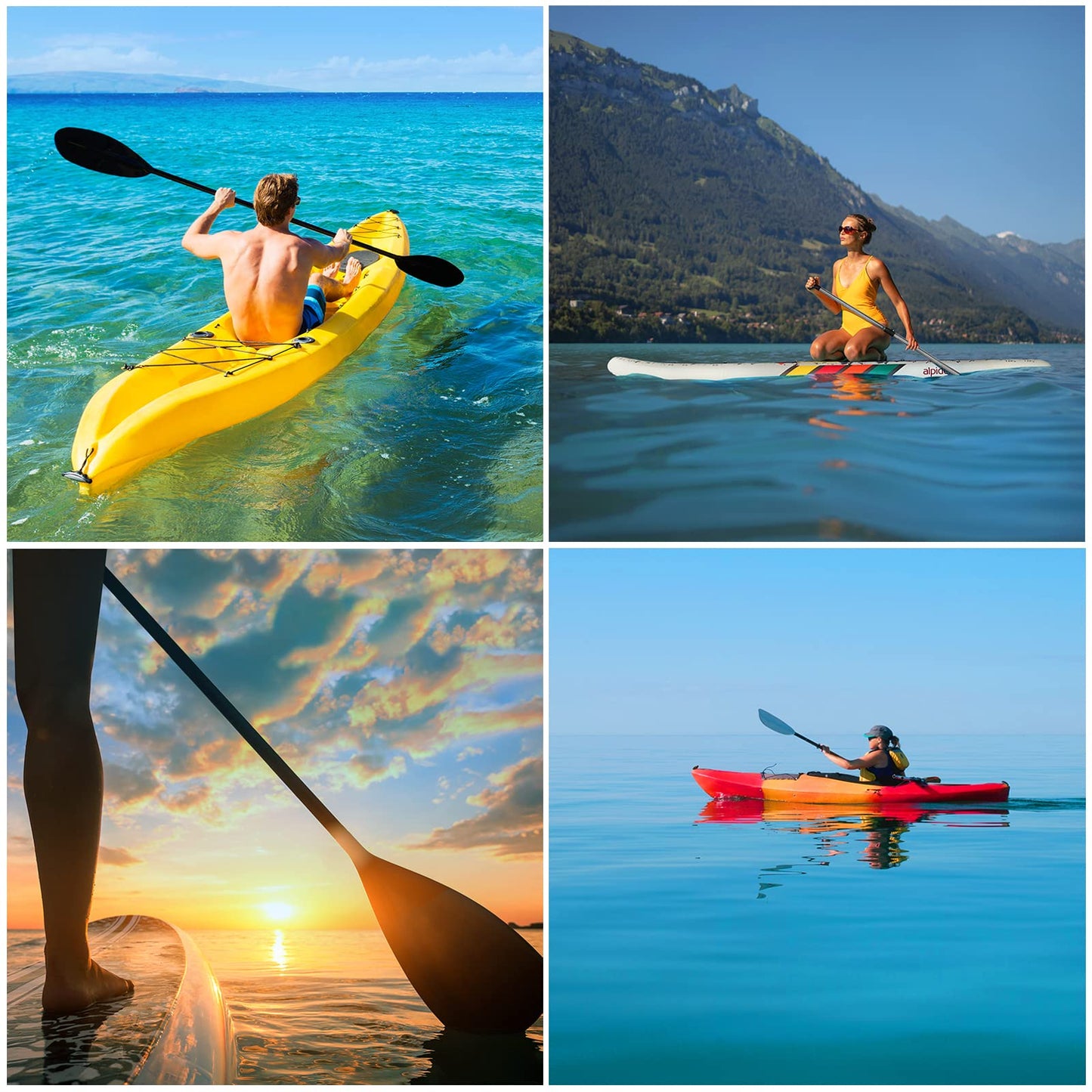 ALPIDEX 2 in 1 Paddle SUP Kayak Adjustable Lightweight Double Paddle Telescopic Paddle 160-207cm Aluminum Stand Up Paddle Board Kayaking, Color: light blue