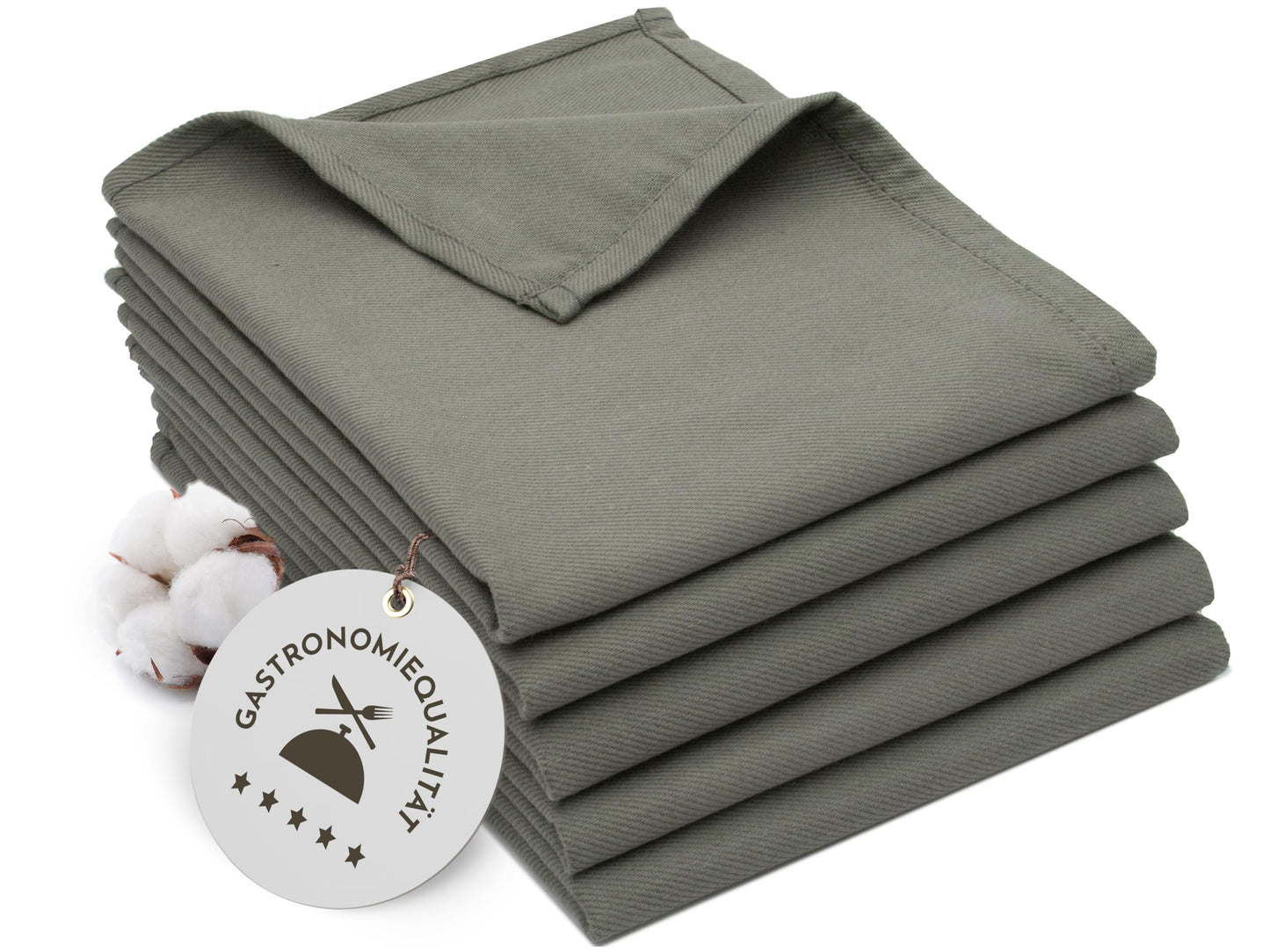 ZOLLNER 5-pack of cotton kitchen towels in 50x70 cm - super absorbent and durable - machine washable up to 60°C - in anthracite color - Gastronomy quality - Oeko Tex® certified