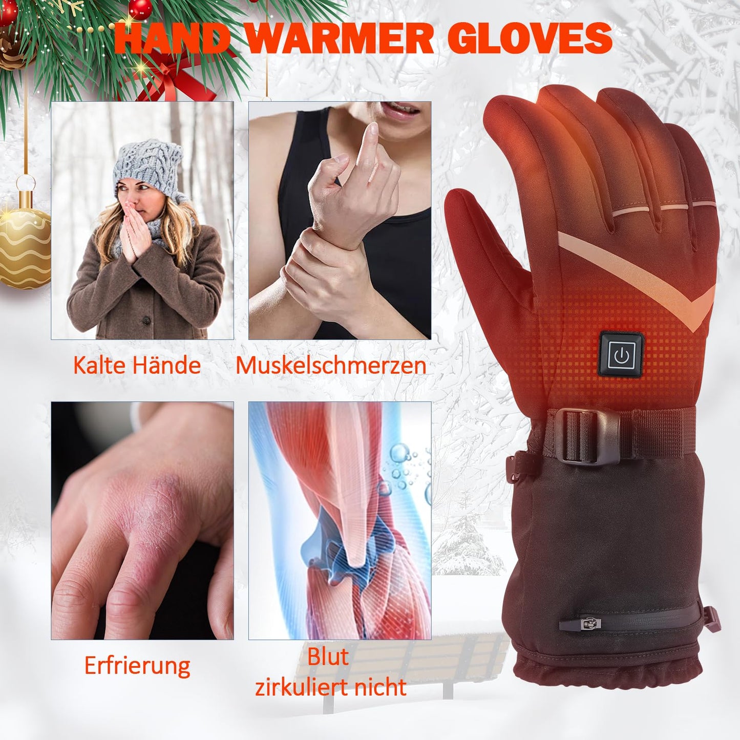 Tantu Heated Gloves for Men and Women, Heated Gloves with 7.4V/2×5000mAh Rechargeable Batteries, 4 Heat Settings Choose Gloves with Heating for Skiing Camping Hiking Motorcycle Gloves