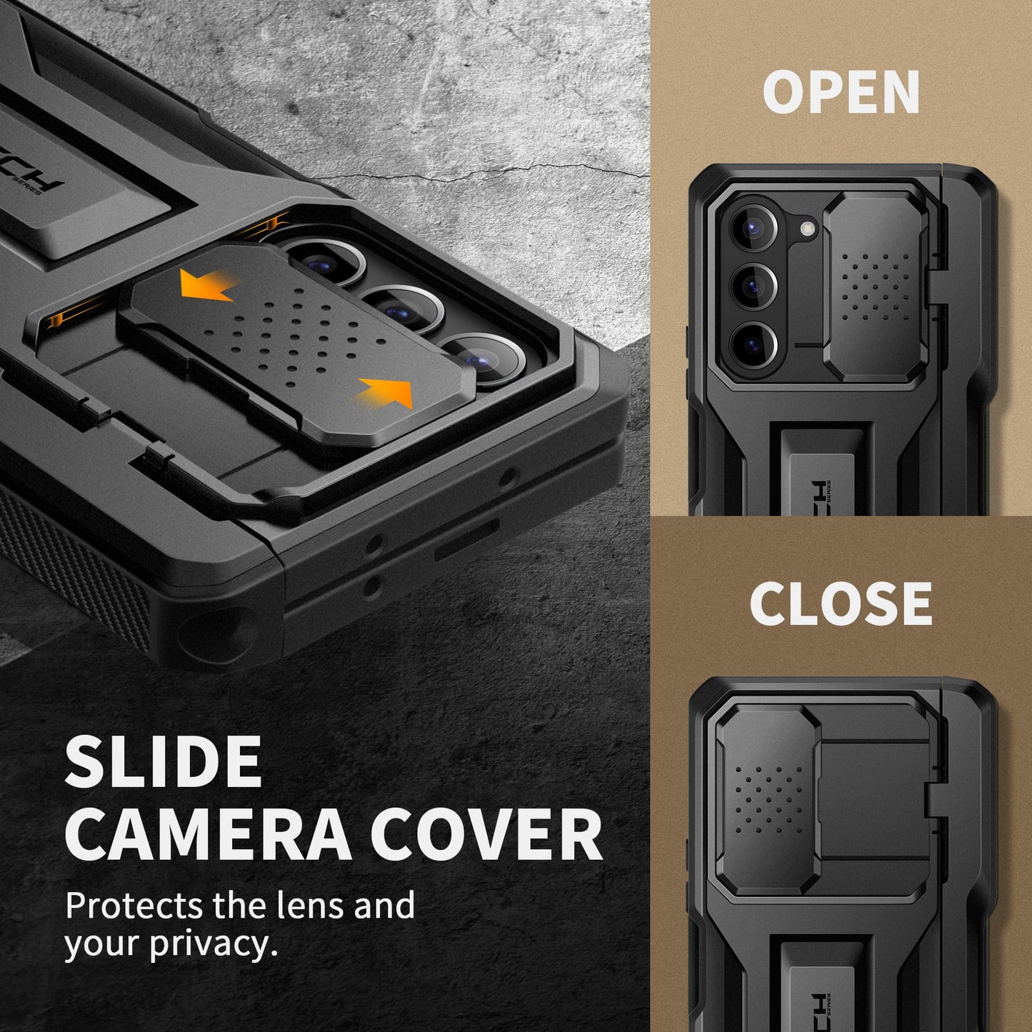 Tongate case for Galaxy Z Fold 5, with new S Pen holder & display protection & kickstand, full-body rugged hinge protection with belt clip camera cover for Samsung Galaxy Z Fold 5 case, black