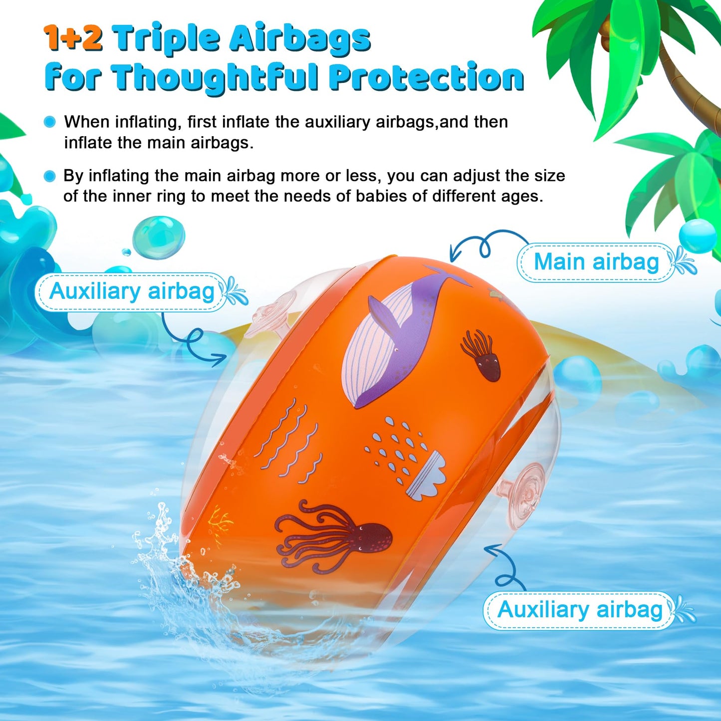 Swim floaties for kids 6-14 years, swim aid for babies from 6 years, recommended weight 20-40 kg, swim aids and safety devices for beginner boys and girls.