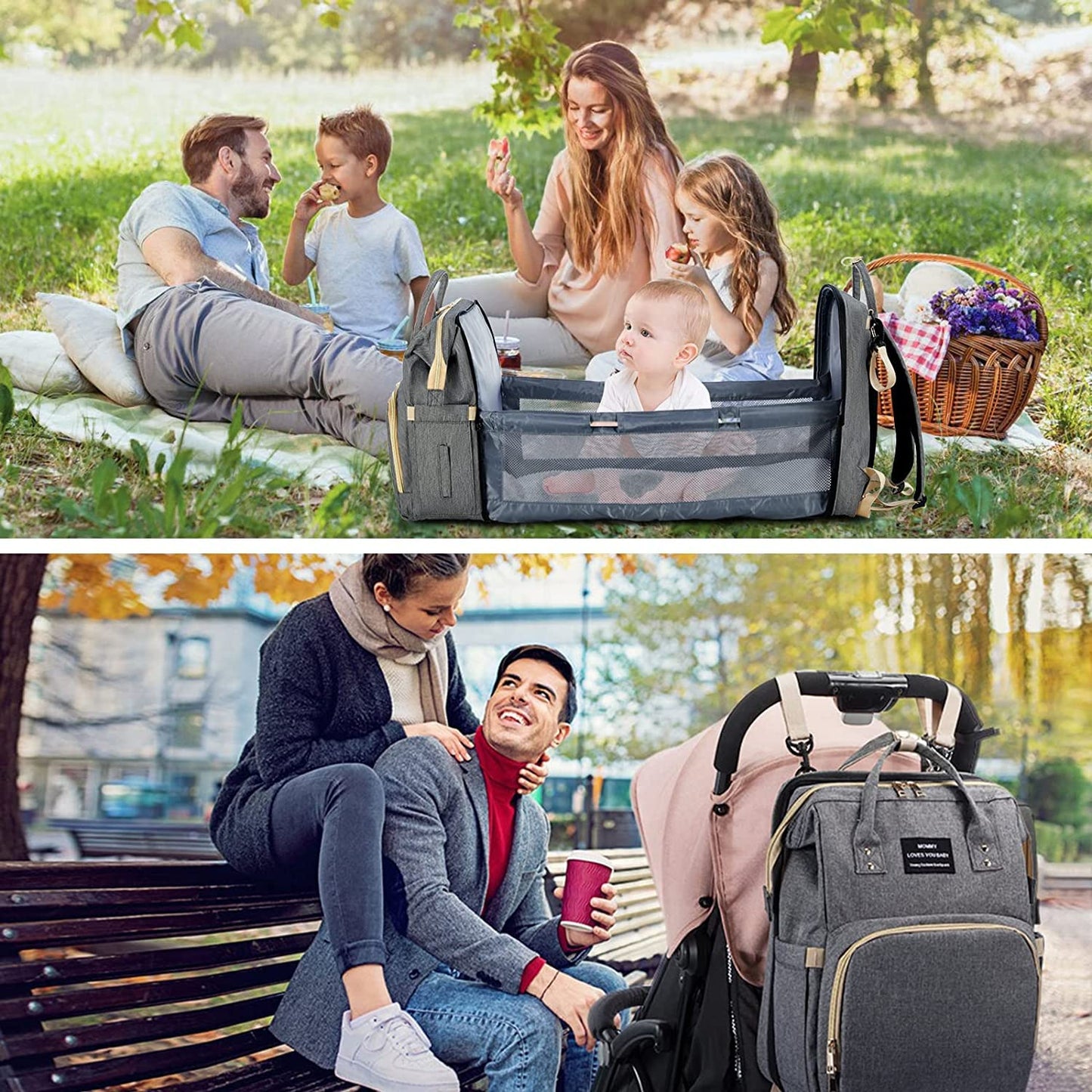 Bibykivn Baby diaper bag backpack, diaper backpack, baby bag travel backpack with changing pad, multifunctional waterproof large capacity diaper backpack, great for mom.