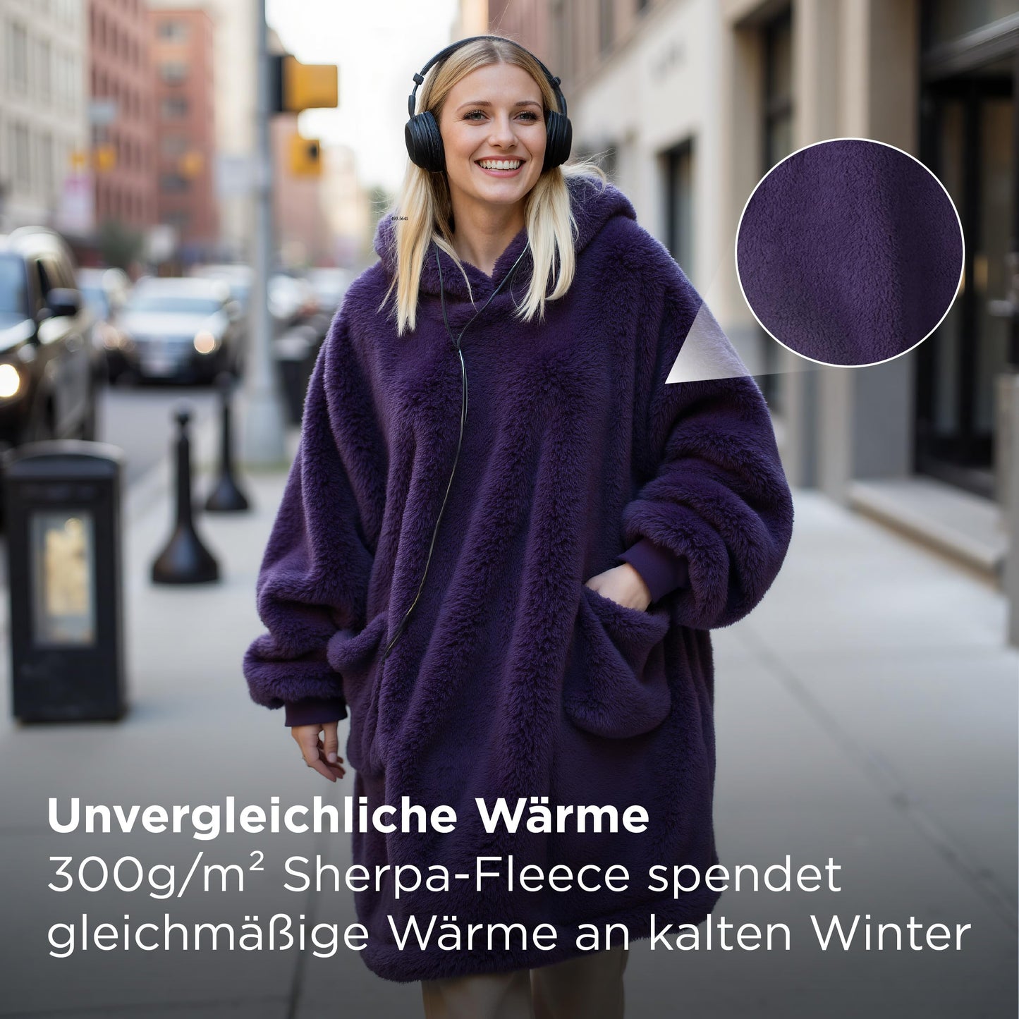 BEDSURE Hoodie Blanket with Sleeves - Cozy Sweatshirt as Gifts for Women - Wearable Blanket for Adults Snuggle Blanket with Arms Soft Warm Gifts for Girlfriend Moms, Purple 95x85 cm