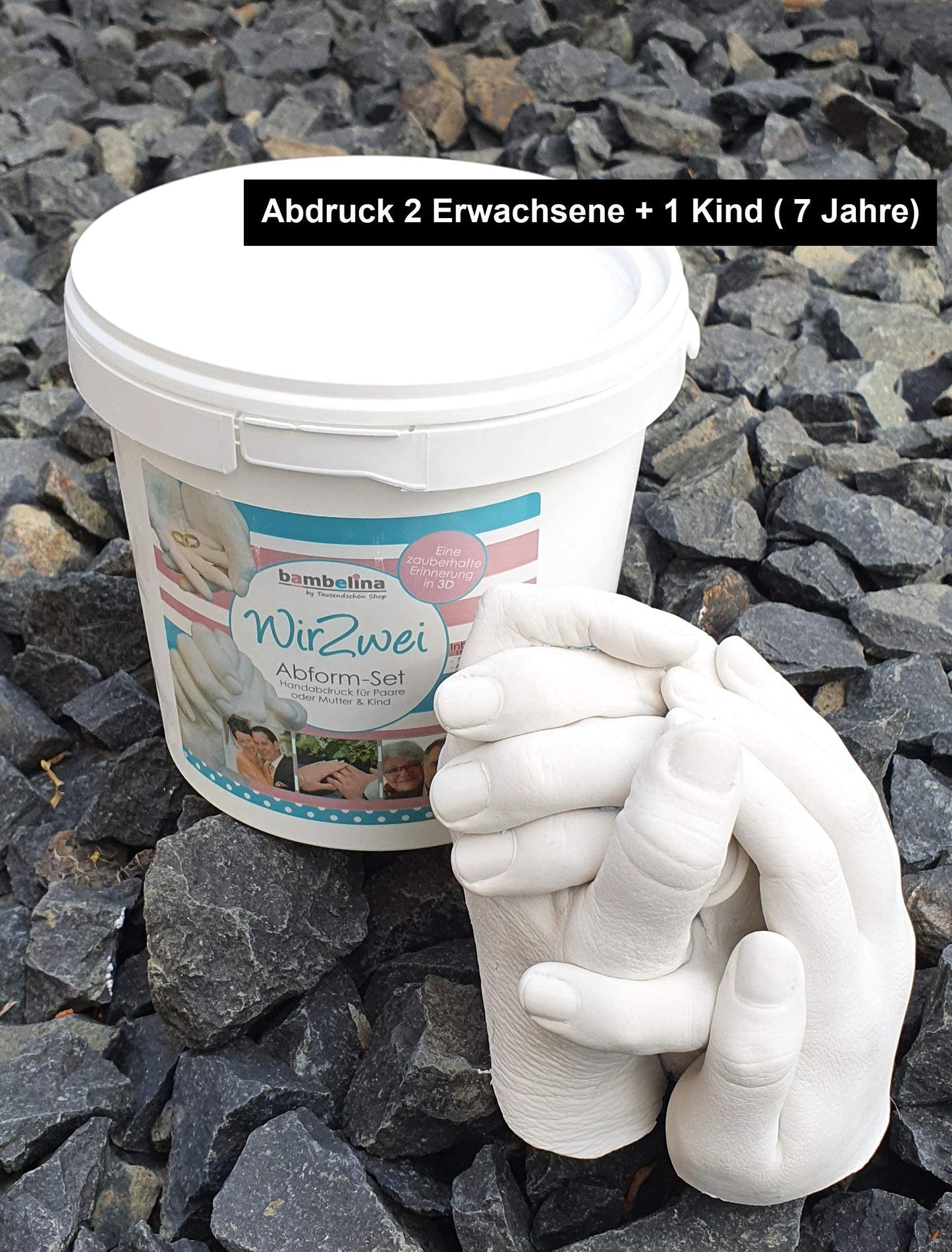 Bambelina plaster casting kit - 3D handprint for couples and siblings - German product - natural alginate for sensitive skin. Perfect gift for wedding, Valentine's Day, anniversary.