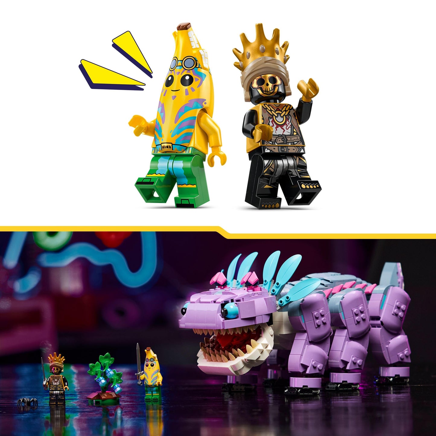 LEGO Fortnite Combo Gaming Toy - Playset with Minifigures - Dino figure with island adventure shell and ORO on Combo's back - Gamer gift for boys, girls, and fans aged 10+ - 77077