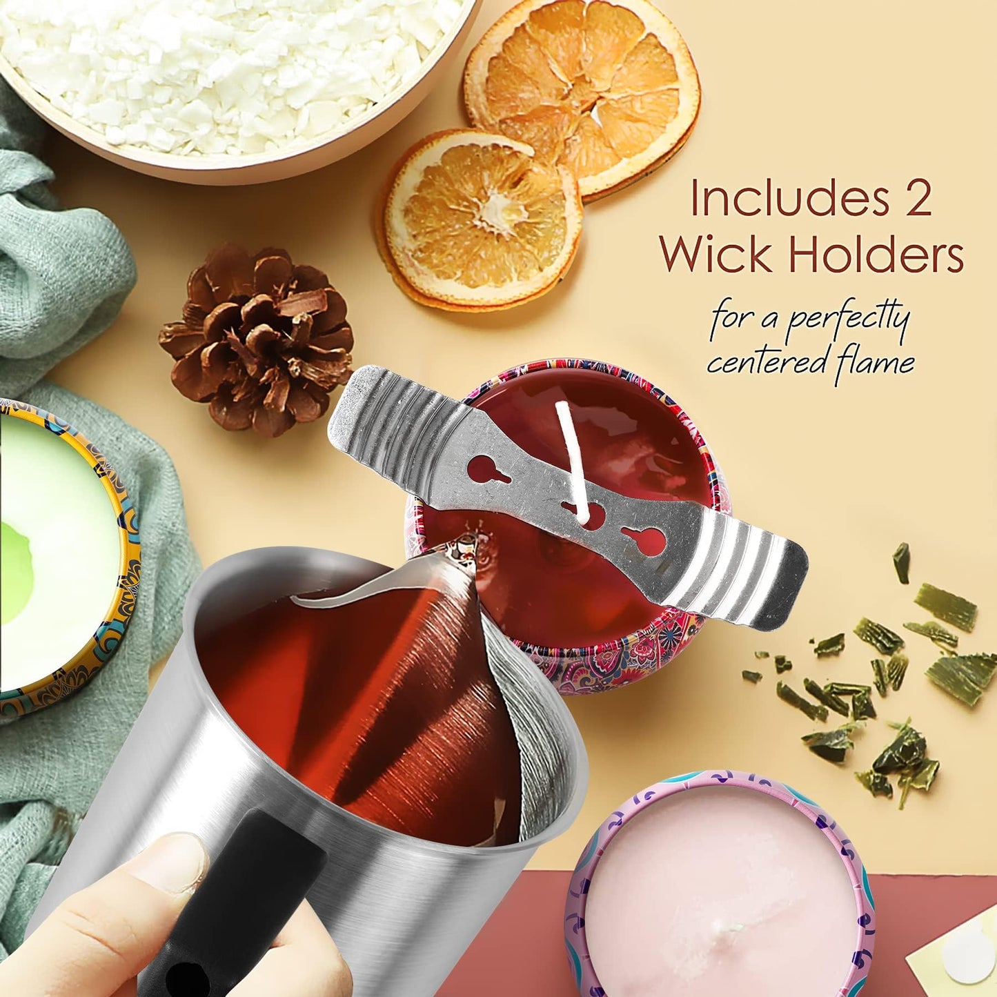Popolic Candle Making Kit, DIY Candle Making Accessories, Scented Candle Gifts Set, Includes Soy Wax, Tin, Wicks, Wick Holder, Dyes, Capacity Pitcher.