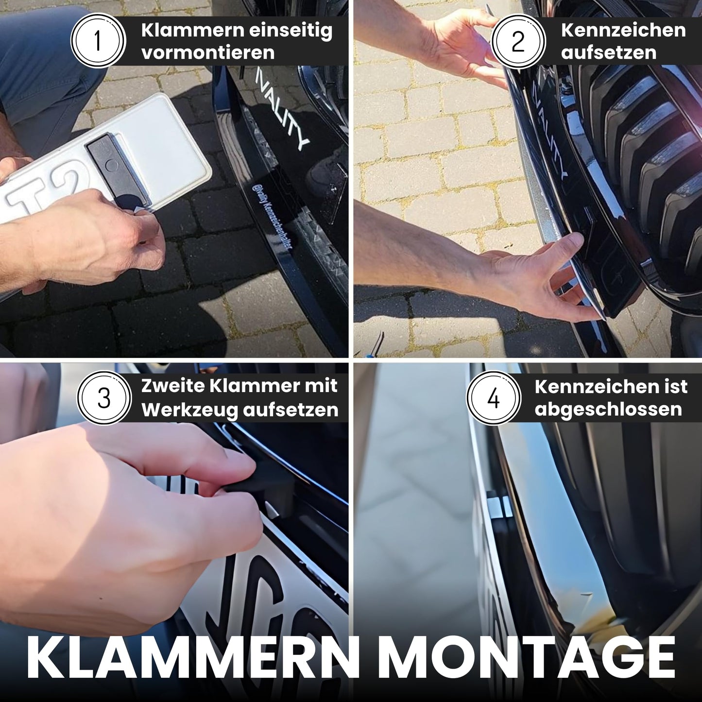 Ivality Magnetic License Plate Holder for 2 Plates, Invisible Frameless Magnetic License Plate Holder for Car, Interchangeable License Plate Holder for Austria, Road Legal, TÜV tested up to 350 km/h.