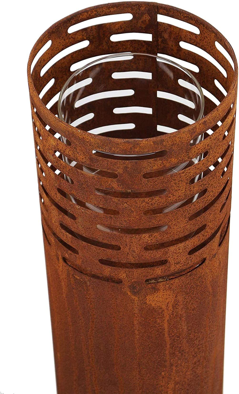 Passion for decor: Set of 2 rust design metal lantern pillars, 75 + 95 cm tall, garden lantern, candle holder, decorative pillar with candle glass, metal pillar, candle pillar, outdoor garden decor.