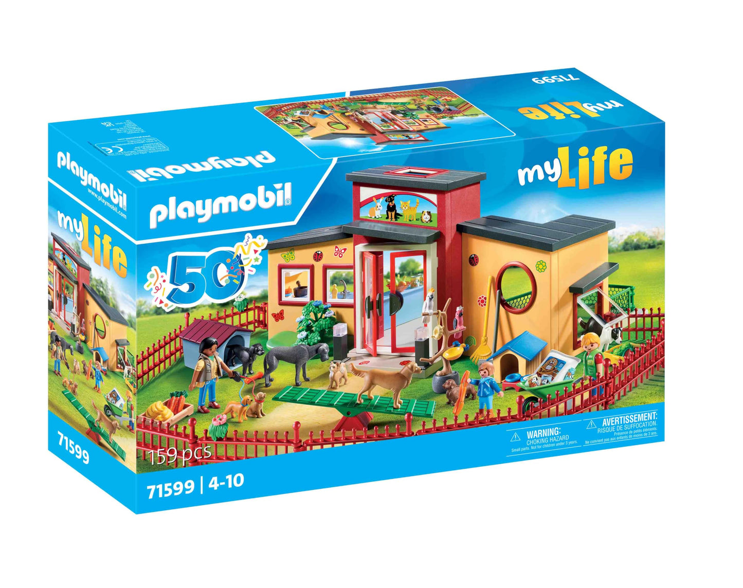 PLAYMOBIL MyLife 71599 Animal Hotel 'Paw', large pet hotel with 10 animals, great care accessories and cute decorative stickers, detailed toy for children aged 4 and up