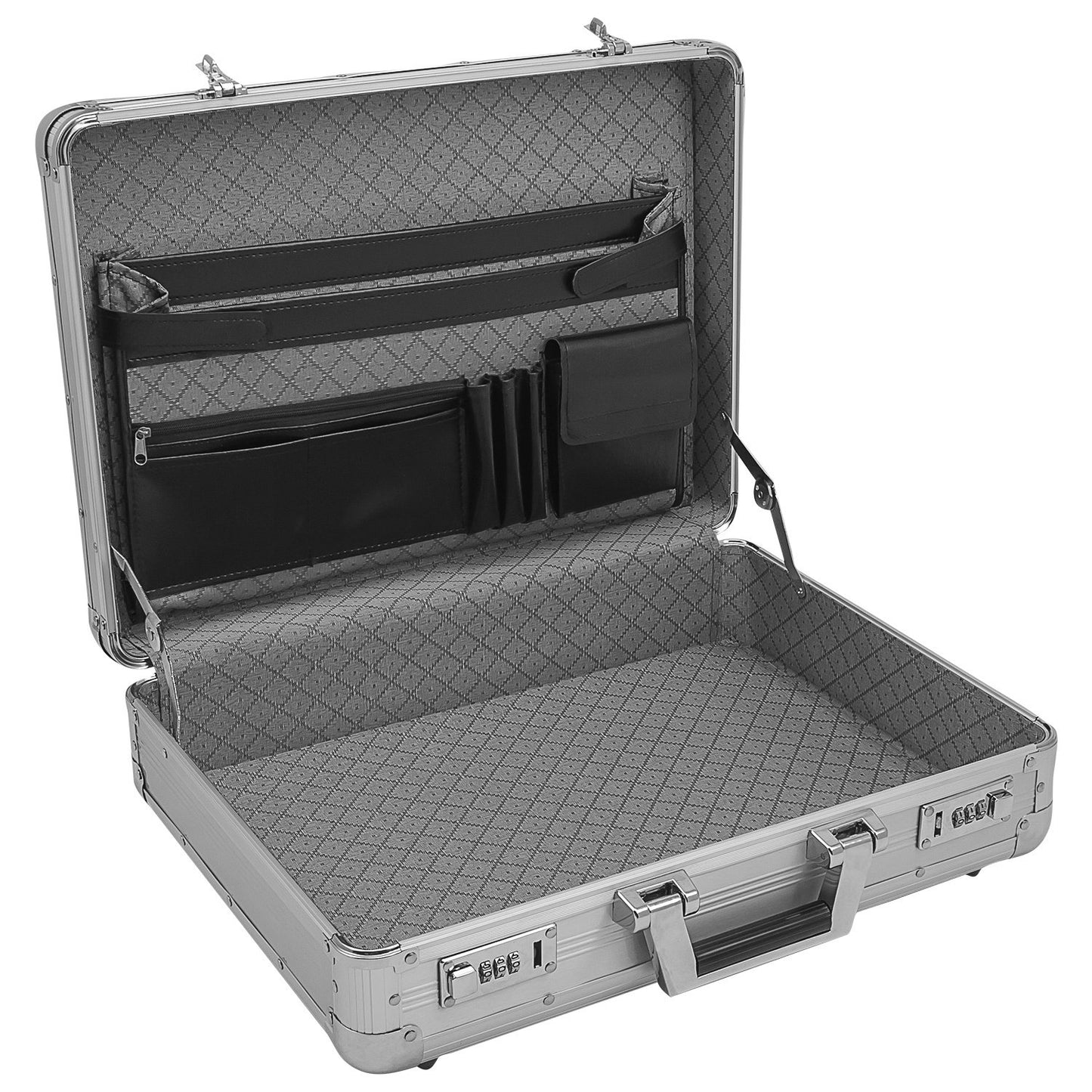 anndora Aluminum Briefcase Attaché Case Silver - Combination lock lockable