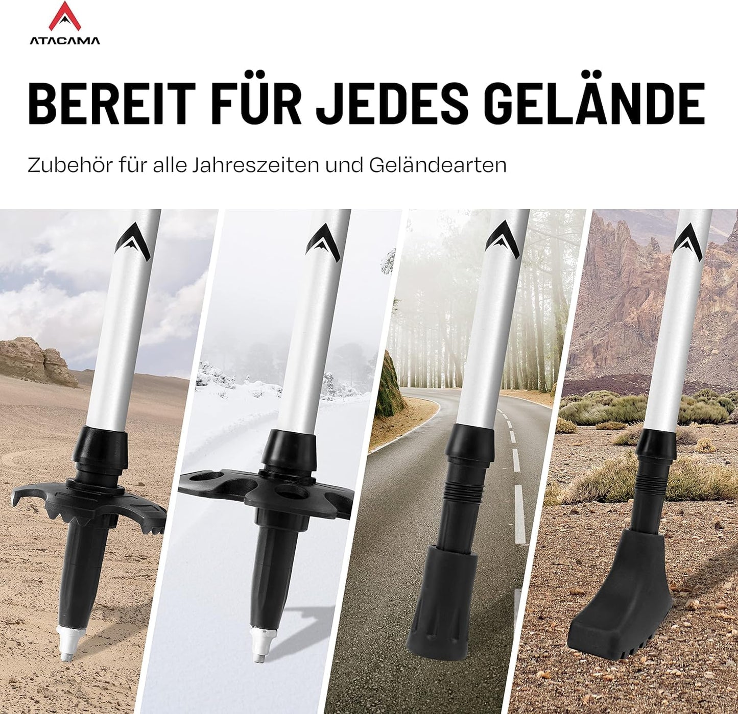 ATACAMA telescopic aluminum hiking poles - Nordic walking poles for men and women - Adjustable rubber tips - Lightweight trekking poles adjustable hiking poles.