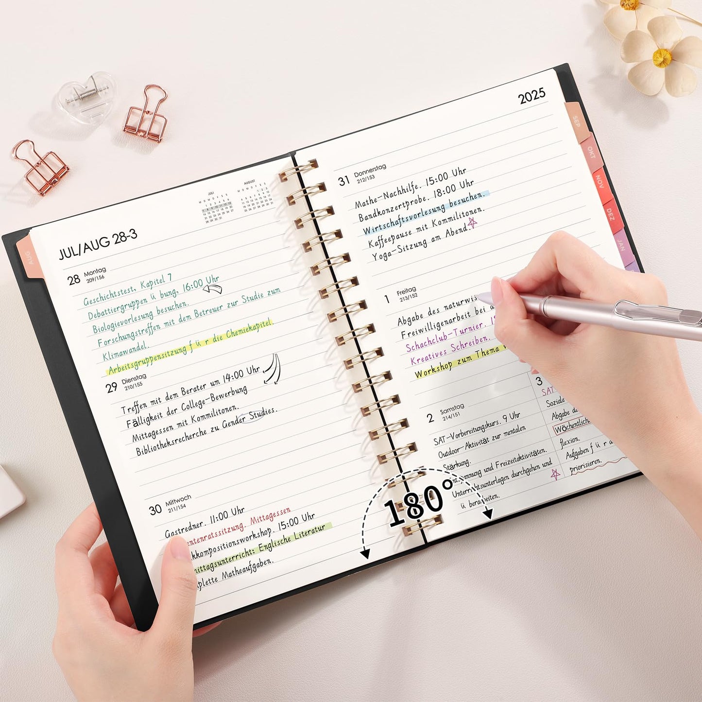 RETACY Calendar 2025 2026 - Weekly Planner Notebook A5, School Planner 25/26, Appointment Planner for School, August 2025-July 2026 planner, Study & Everyday Life (Black)