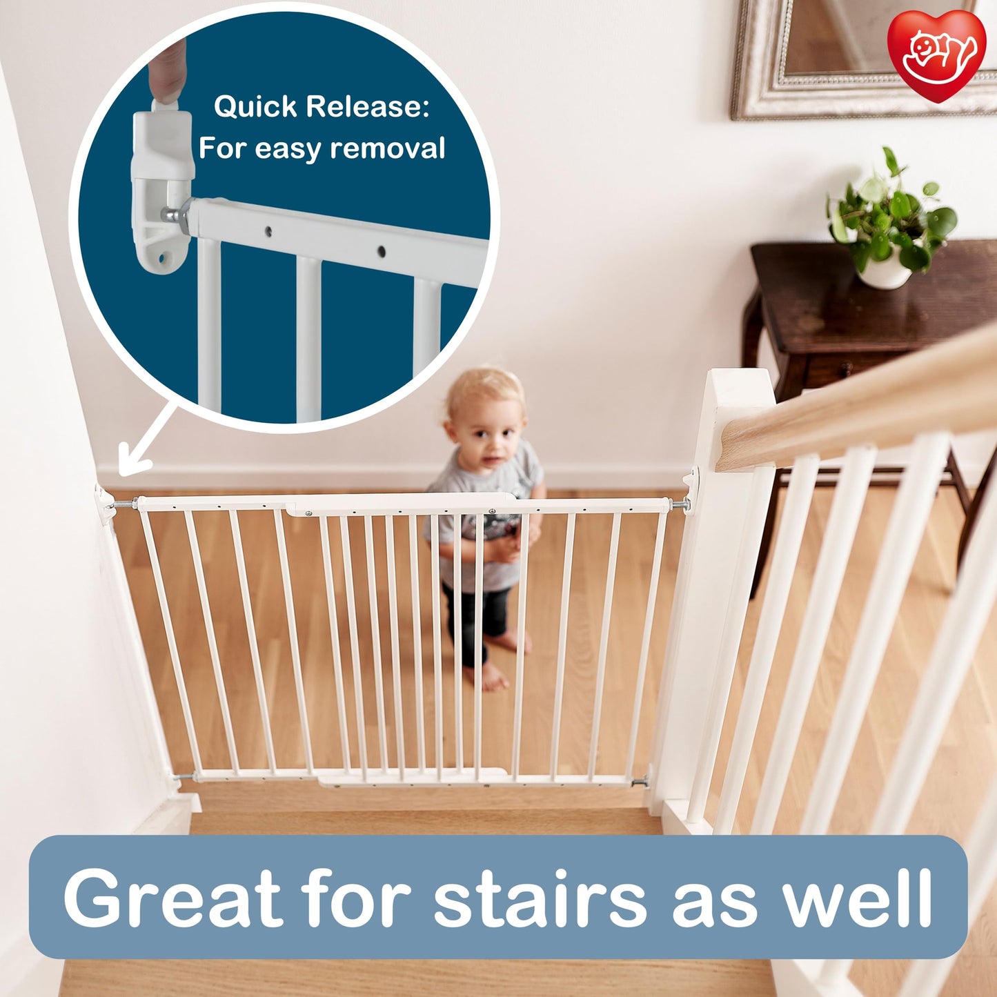 BabyDan MultiDan, 62.5-106.8 cm, extendable stair gate/baby gate/safety gate, made of metal, white, manufactured in Denmark - (pet gate/dog gate)