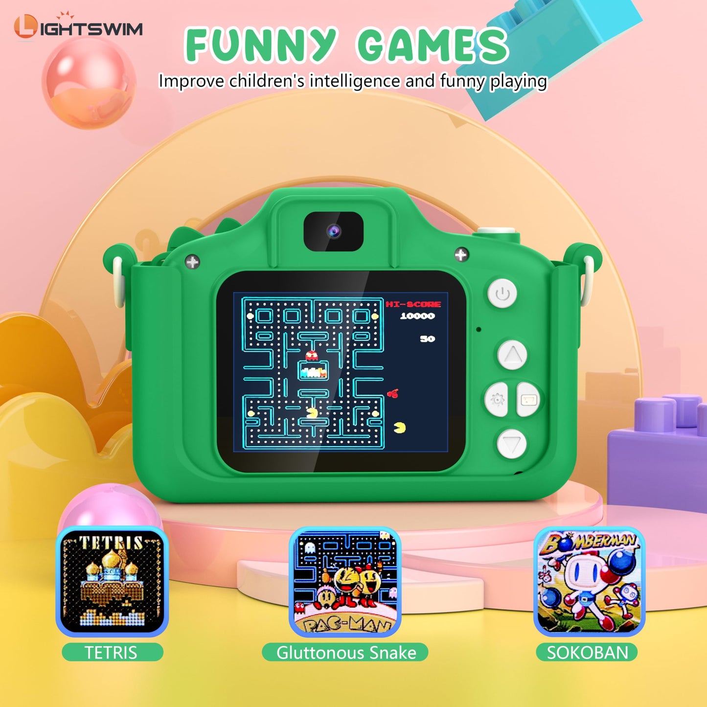 HD dinosaur camera toy, high-resolution video recording, rechargeable and portable - 32GB SD card included - back-to-school and birthday gift for kids aged 3-12.