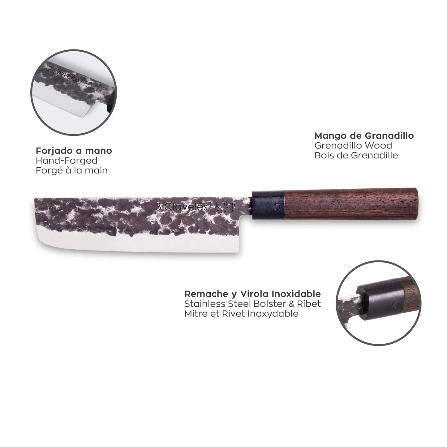 3 Claveles Osaka Japan Usuba Knife 18 cm Wood