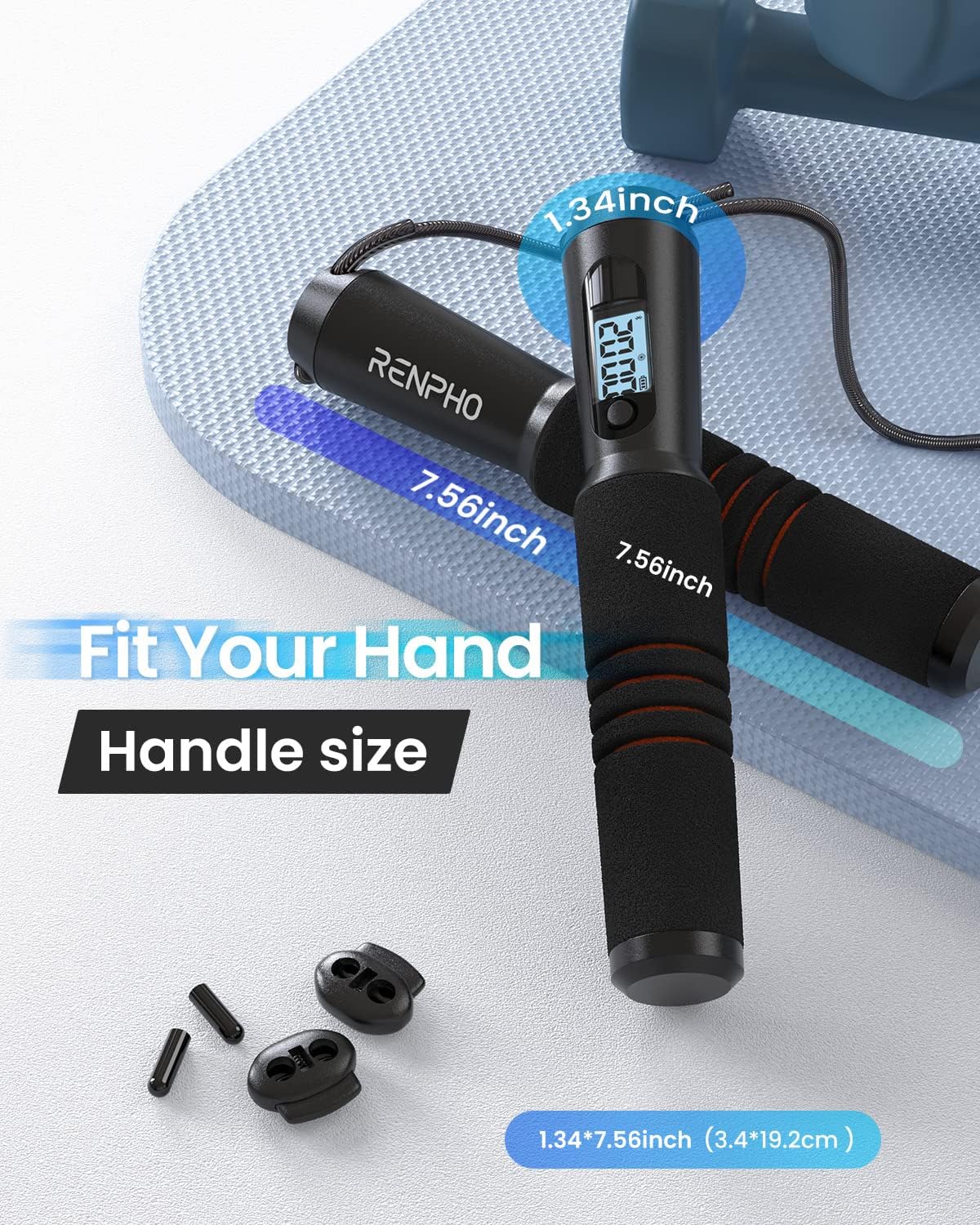 RENPHO Intelligent Jump Rope for Fitness with App Data Analysis, Jump Ropes for Home Gym, Crossfit, Exercise for Men, Women, Kids, Black-001