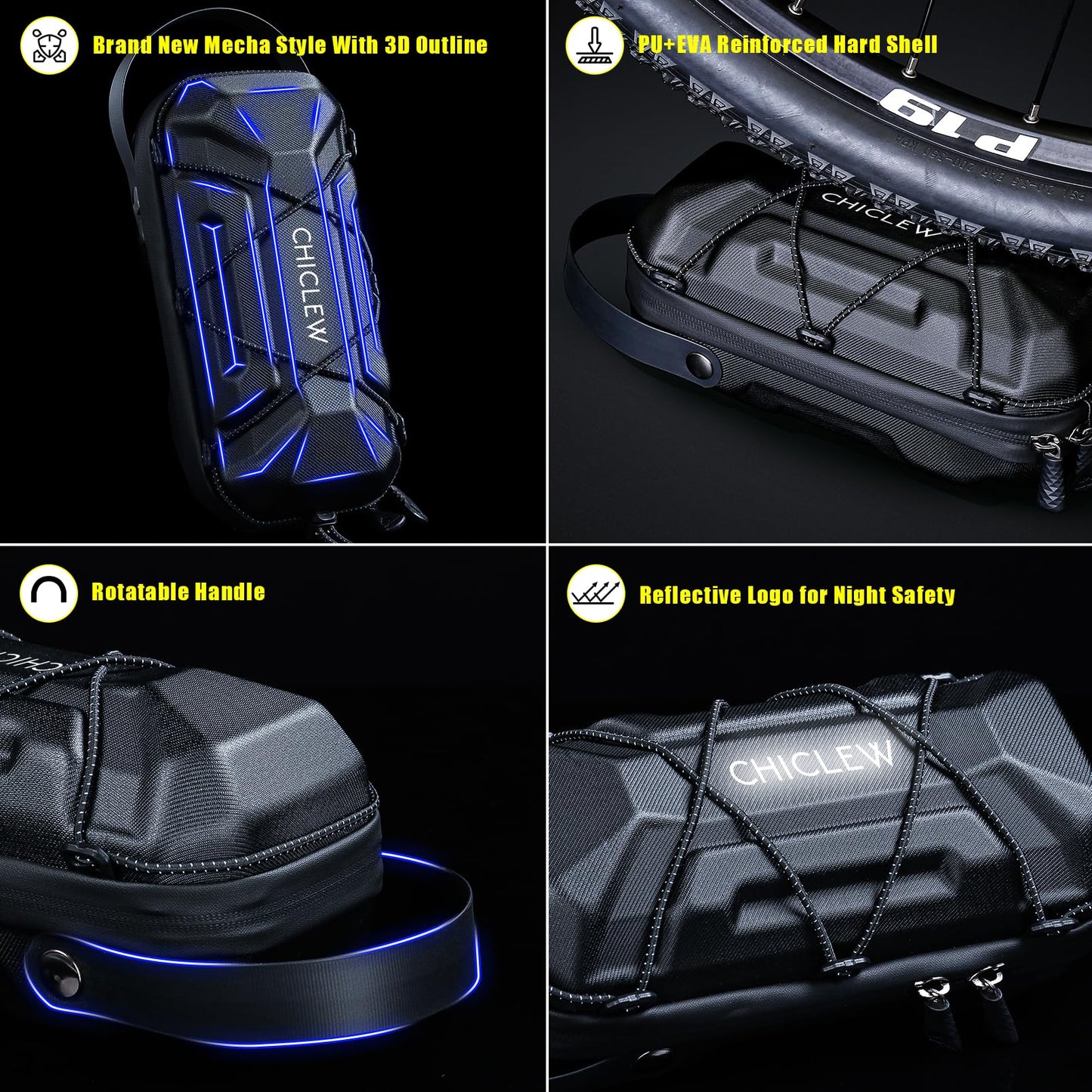 CHICLEW 3L Large Capacity Scooter Bag, Quick Release Waterproof E-Scooter Bag, Portable Bag E-Scooter with Multi-colored Drawstrings, Handlebar Bag Escooter for Xiaomi Mijia Segway Ninebot