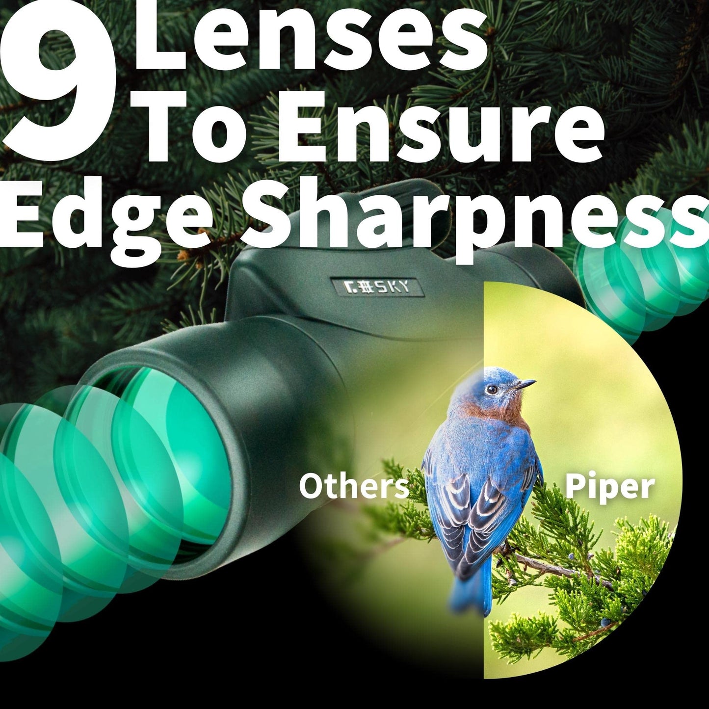 Gosky Monocular Telescope, Piper 12x55 High Definition Monocular for adults with BAK4 prism and FMC lens, lightweight, compact with smartphone adapter, suitable for bird watching.