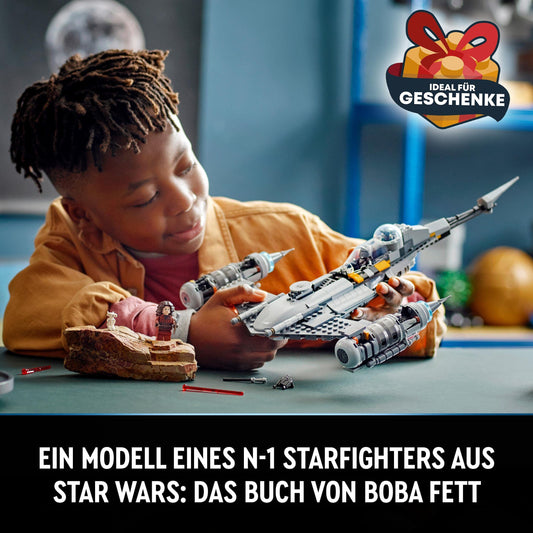 LEGO Star Wars The Mandalorian's N-1 Starfighter from The Book of Boba Fett, spaceship building toy set with 4 characters including Baby Yoda figure 75325
