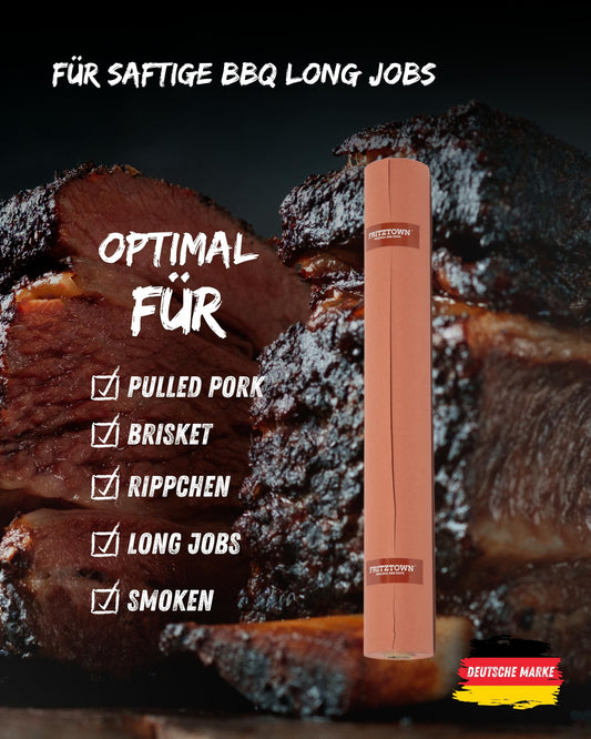 FRITZTOWN Butcher Paper Deluxe Pink 60cm x 50m roll | Food safe | Kraft paper for grilling | Ideal for BBQ, smoking, smoking, and meat packaging