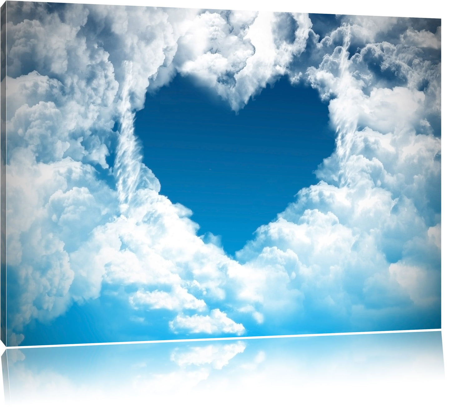 Pixxprint Romantic Heart in the Clouds, Size: 100x70cm, Canvas Print, Ready to Hang, Wall Art, Decoration, Fine Art Print, Not a Poster