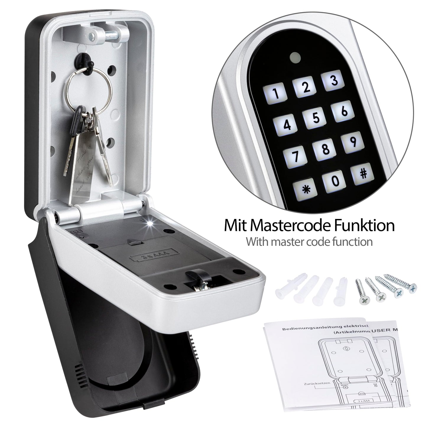 ONVAYA® Electronic Key Box | Key safe with individually adjustable code | Easy wall mounting | Weatherproof metal casing for indoor & outdoor use | Master code